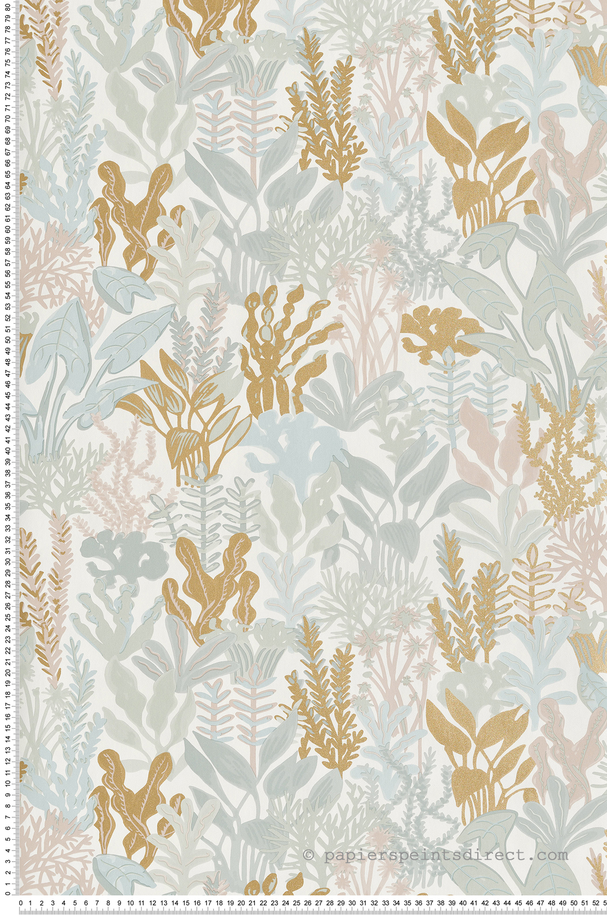 Papier peint Feuillages et Mer bleu, blanc et doré - Sea You Soon de Casélio | Réf. SYO102757033