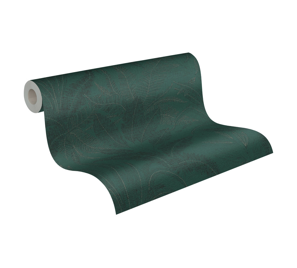 Papier peint Feuilles Nature Discrète vert sapin - Stories of Life d'A.S. Création AMB4 | Réf. AS-396543