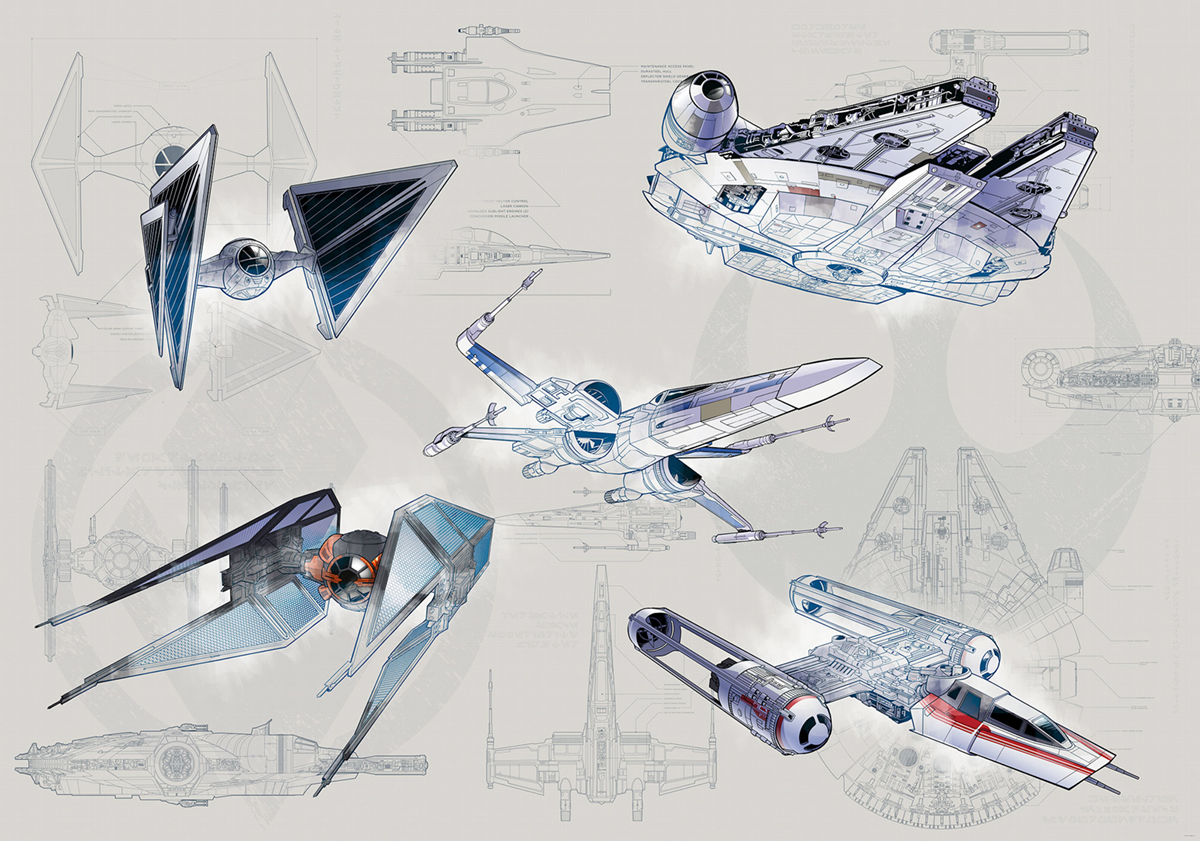 Papier peint Star Wars Blueprint Light - Papier peint Panoramique Komar