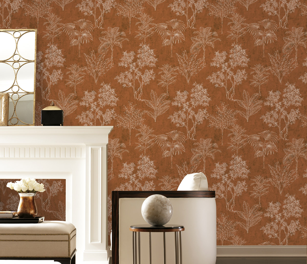 Papier peint Arbre Feuillage terracotta irisé - Attitude de Lutèce | Réf. LTC-DWP0361-07