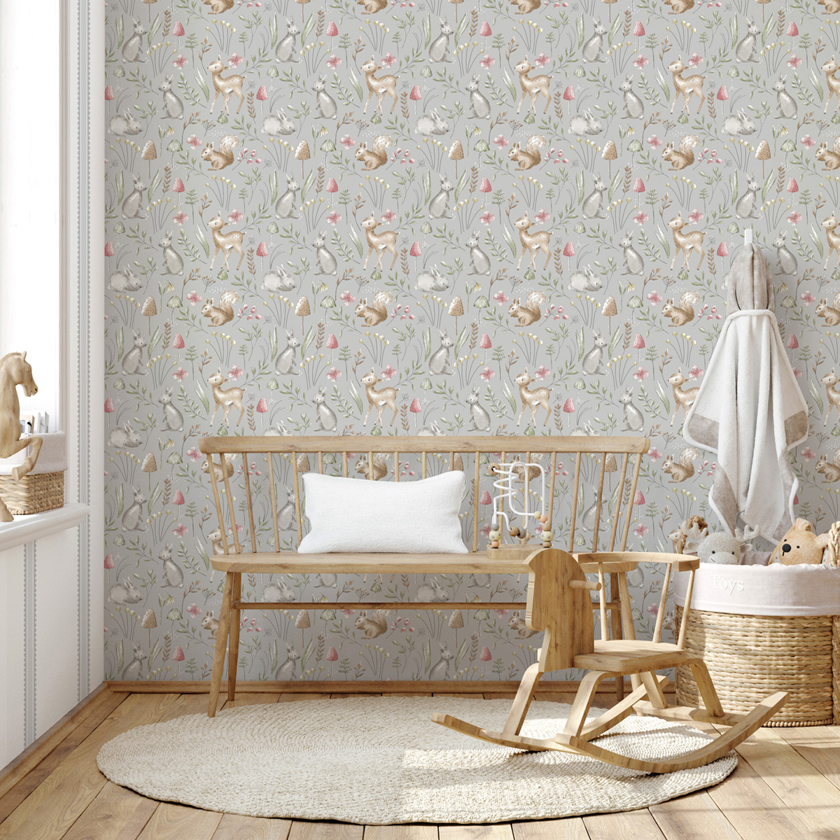 Papier peint Animaux Lapin Forêt gris - Imagine de Lutèce | Réf. LTC-DL27546