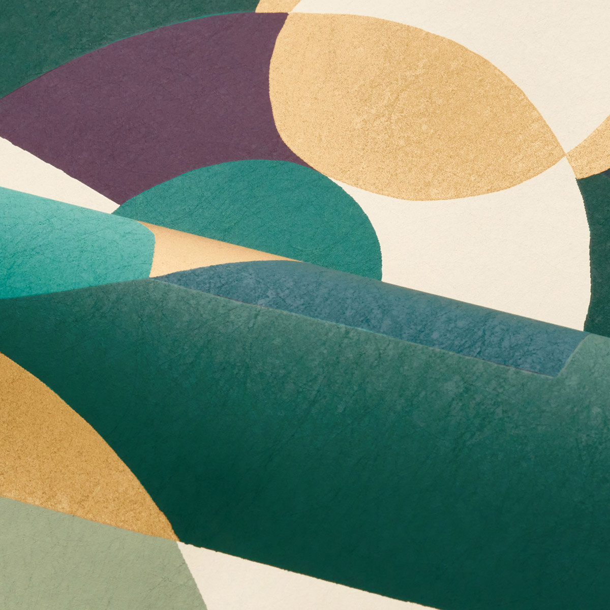 Papier peint Art Déco Vitrail émeraude doré - Faubourg des Lumières de Casamance AMB4| Réf. CAS-76250610