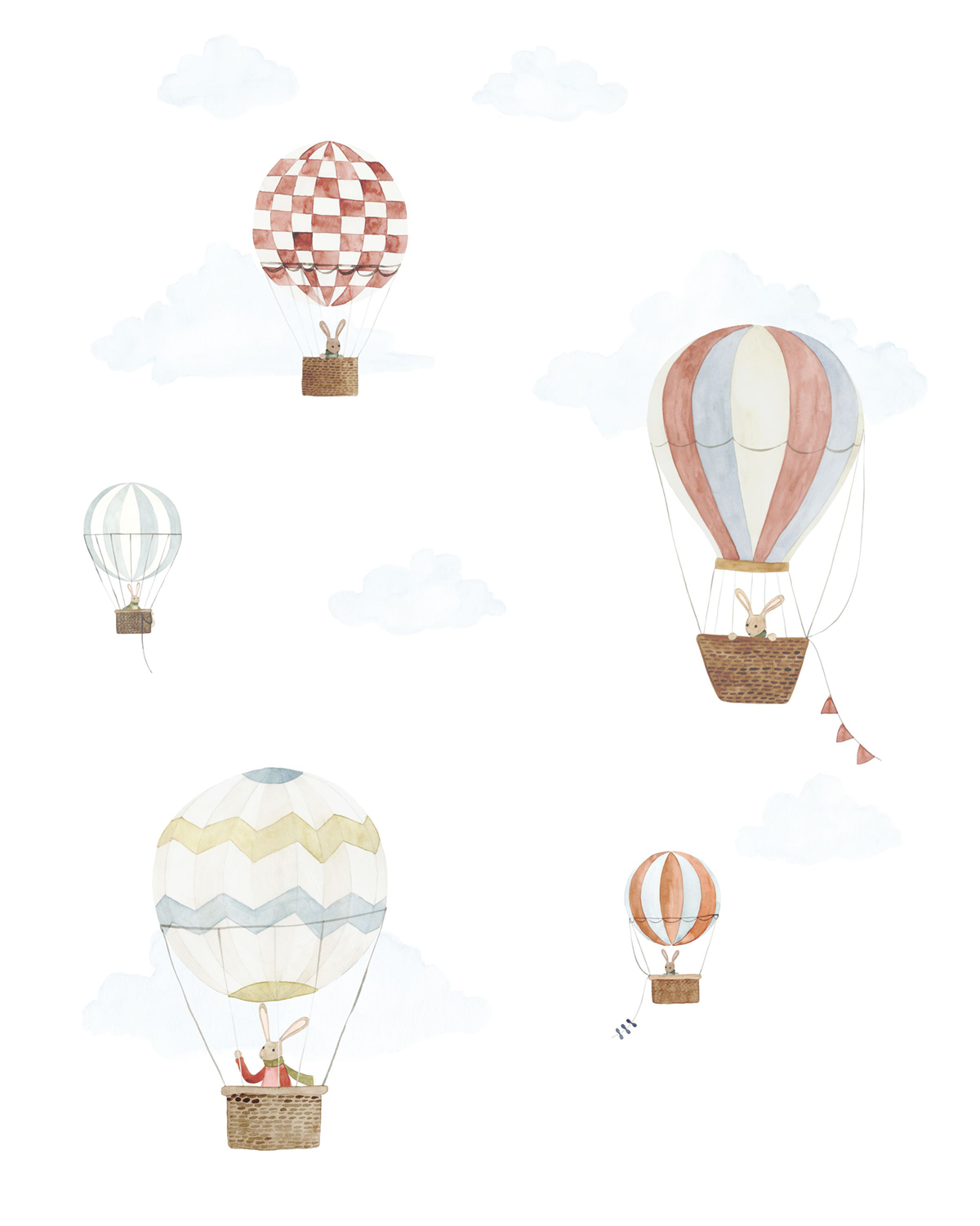 Papier peint panoramique Lapin Montgolfière Travel Around the World S 200X250 - Once Upon A Time 2 de Casadéco | Réf. OUTD200720305