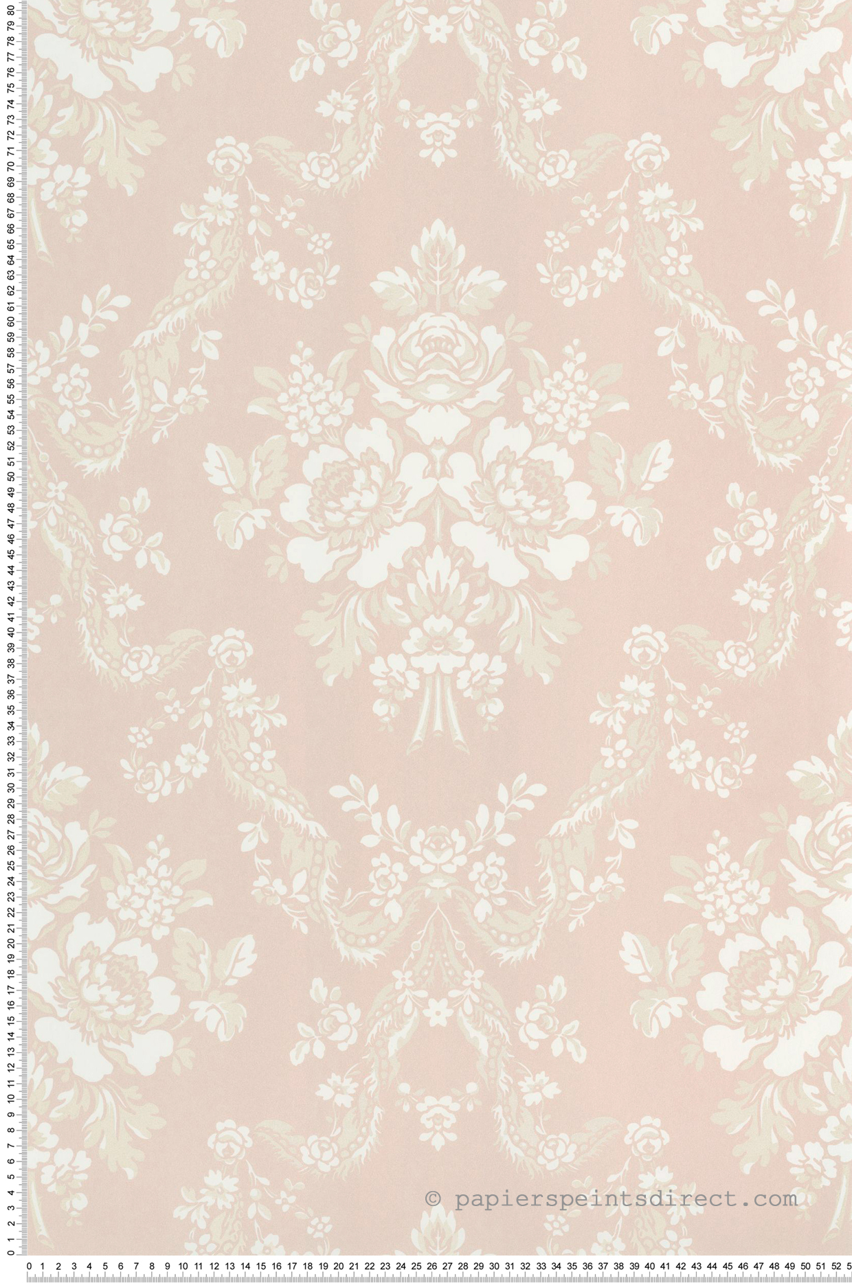 Papier peint Bouquet Pompadour rose argenté - Les Belles Toiles De Jouy 2 de Casadéco | Réf. BTJD201744224