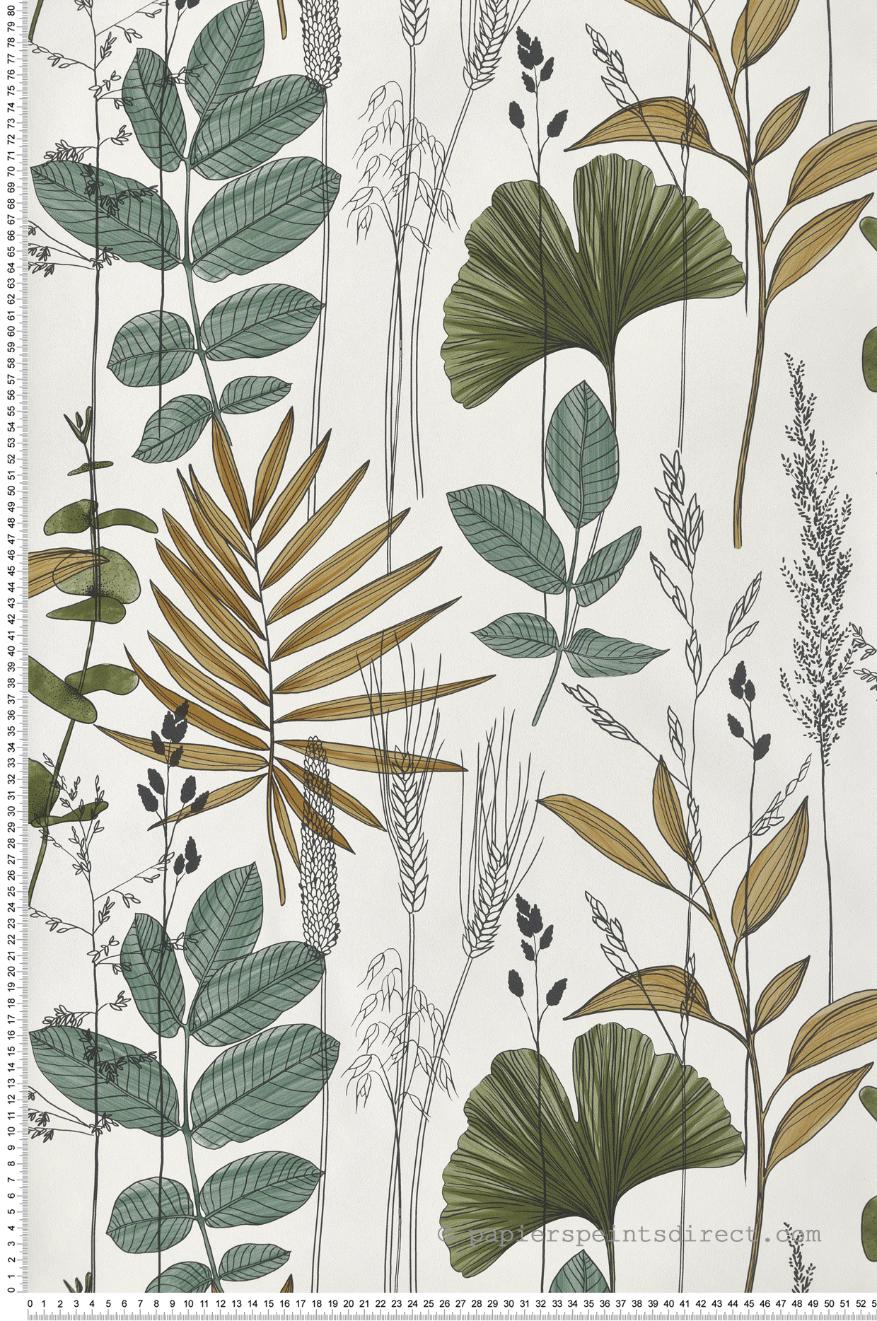 Papier peint Exotique Ginkgo Graminée vert - Les Essentiels de Lutèce | Réf. LTC-51210304
