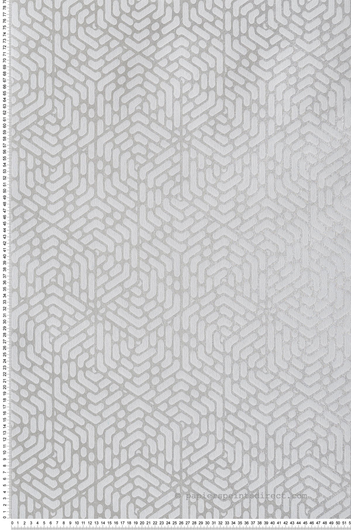 Papier peint Géométrique Hexagone argenté et gris - Willow d'Initiales | Réf. INI-00814801