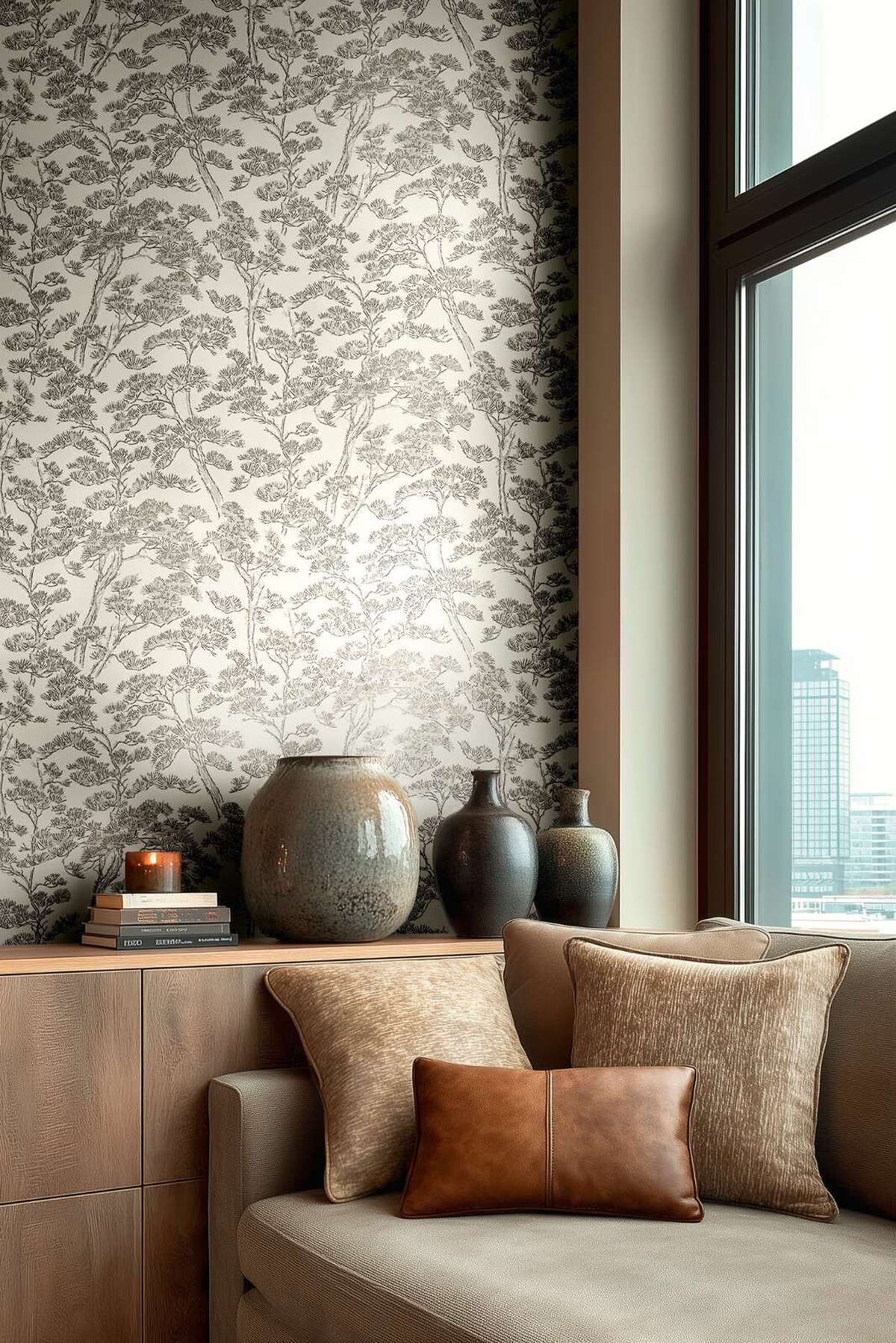 Papier peint Japonais Naturel Pins gris - Vibes & Styles d'A.S. Création AMB2| Réf. AS-790015