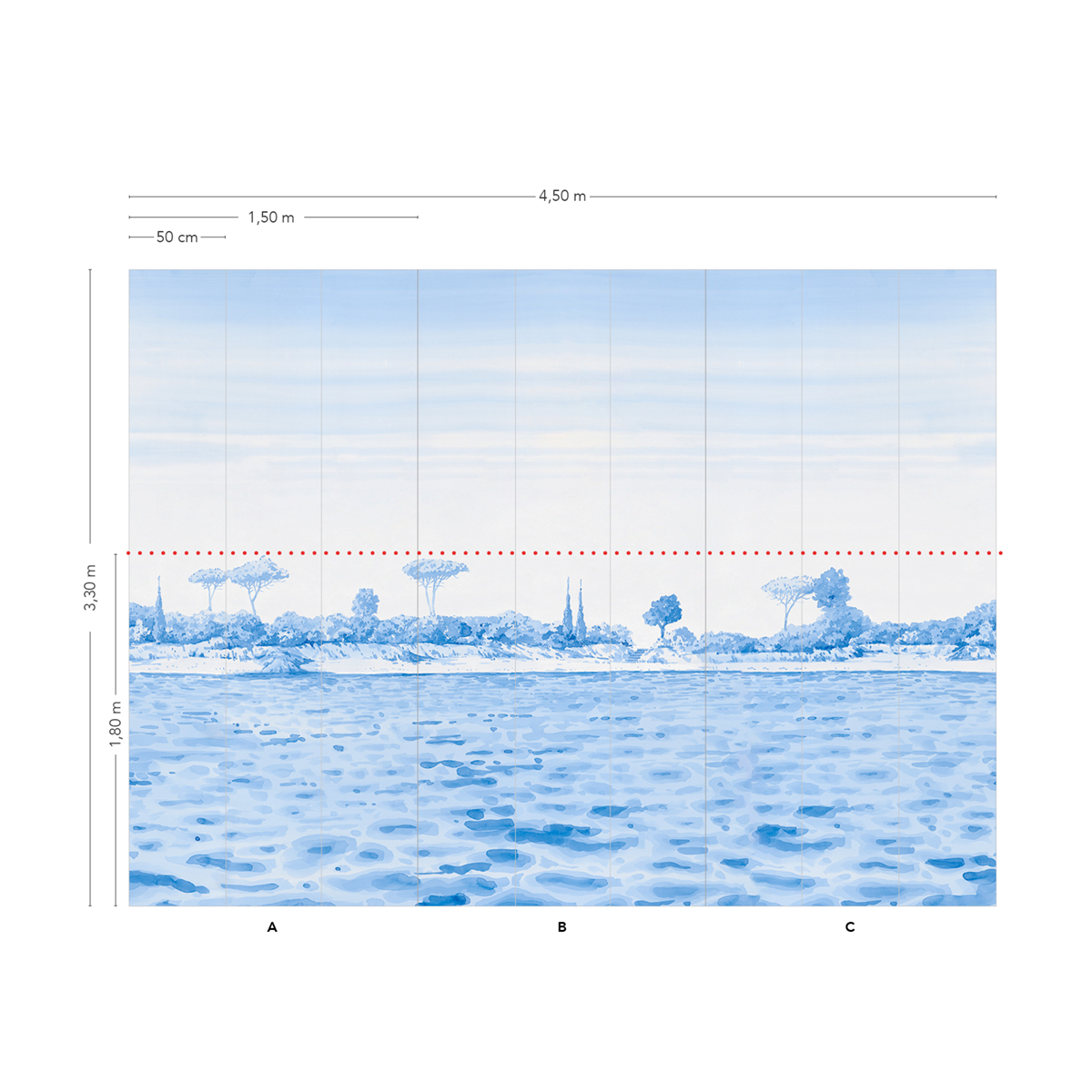 Papier peint panoramique Rivage Original A+B+C - 1/2/3/4/5/6/7/8/9 - Isidore Leroy