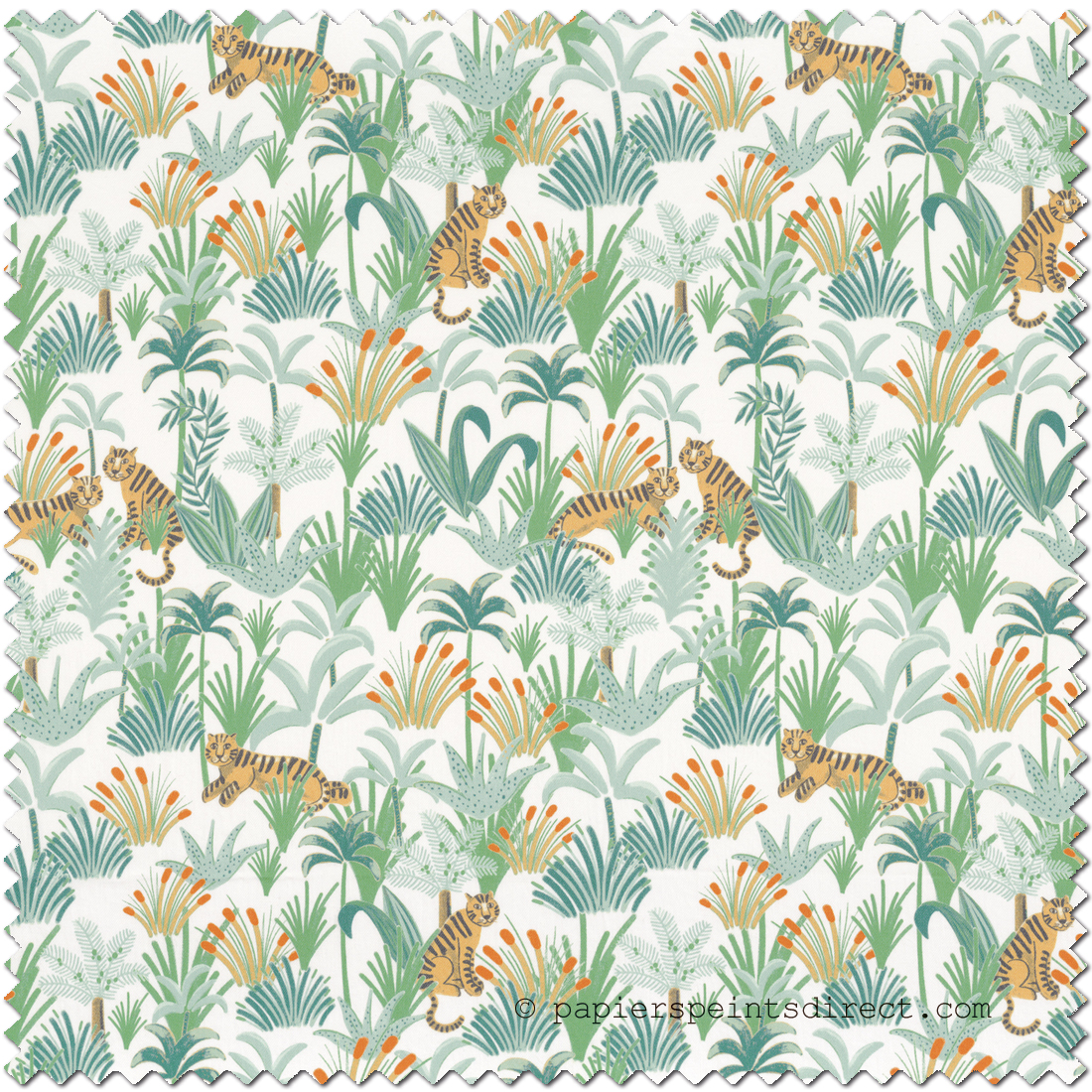 Tissu Jungle Cache Cache vert - Rose et Nino de Camengo | Réf. CAM-45410113