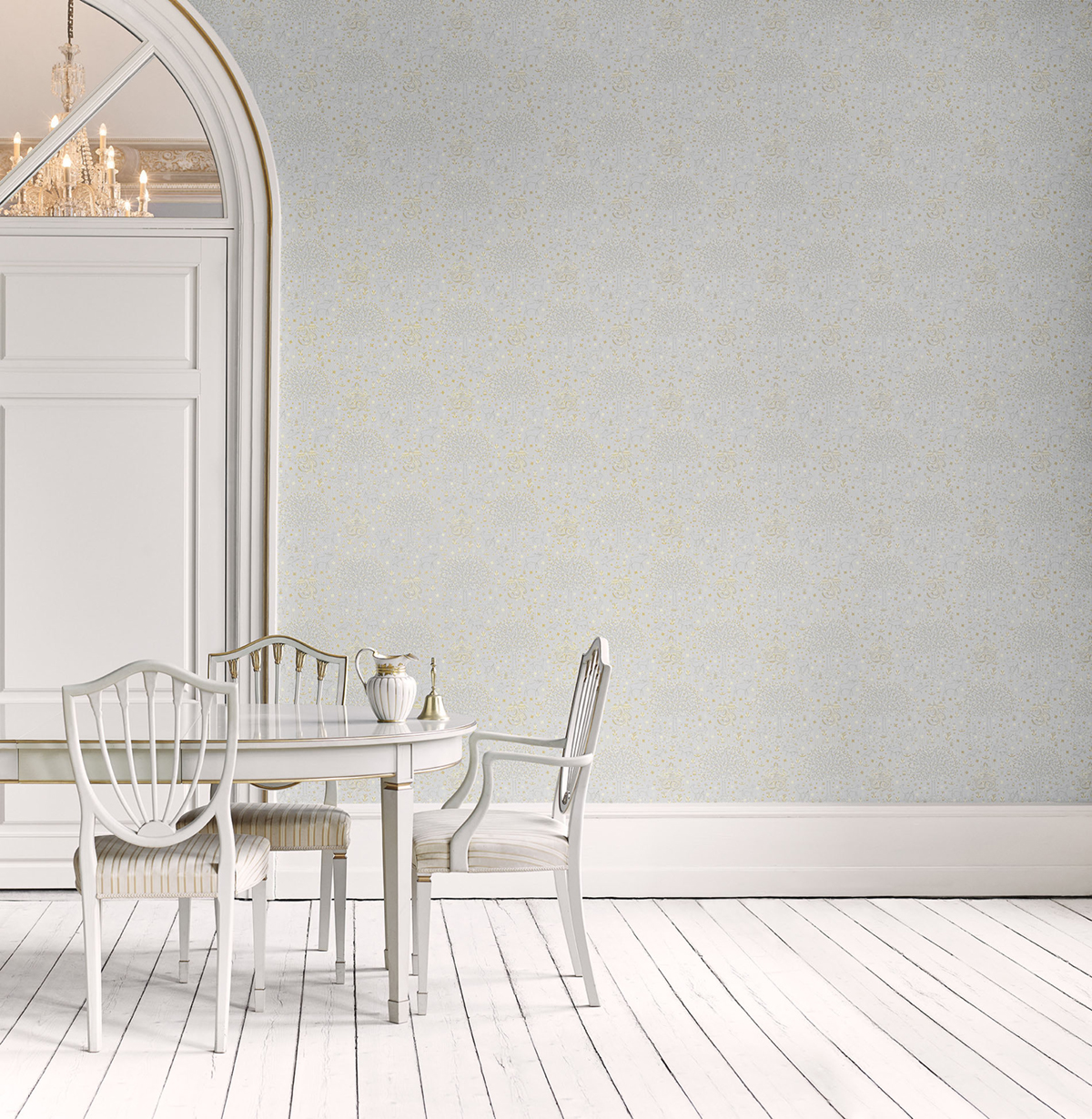 Papier peint Forêt Magic Animaux gris bleuté métallisé - Demeures de Montecolino | Réf. MC-650312