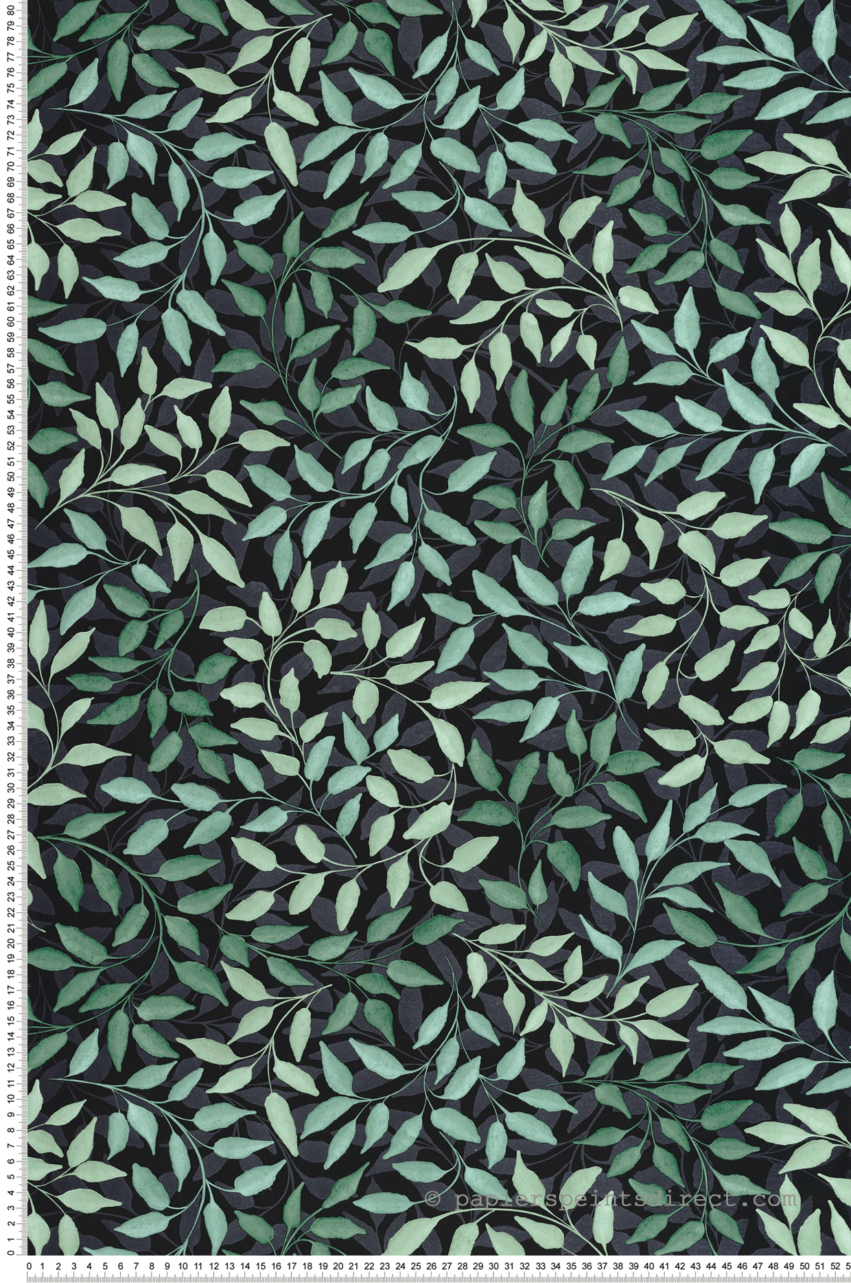 Papier peint Feuille Rameaux Printemps vert noir métallisé - Balade de Casélio | Réf. BLD106117290