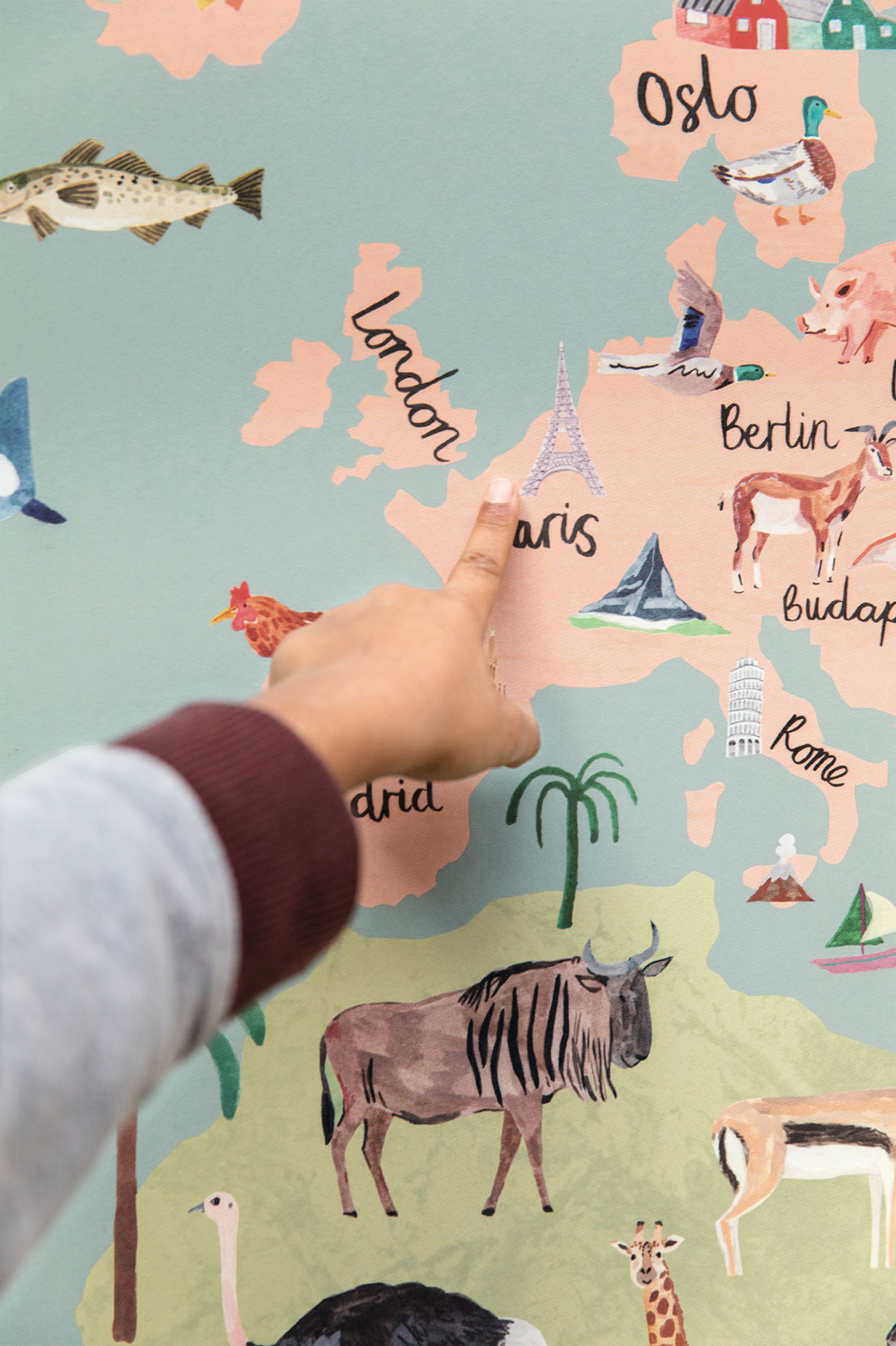 Papier peint panoramique Carte du Monde Vagabonder Taille M - Autour du Monde de Casélio AMB2 | Réf. ADM103604501