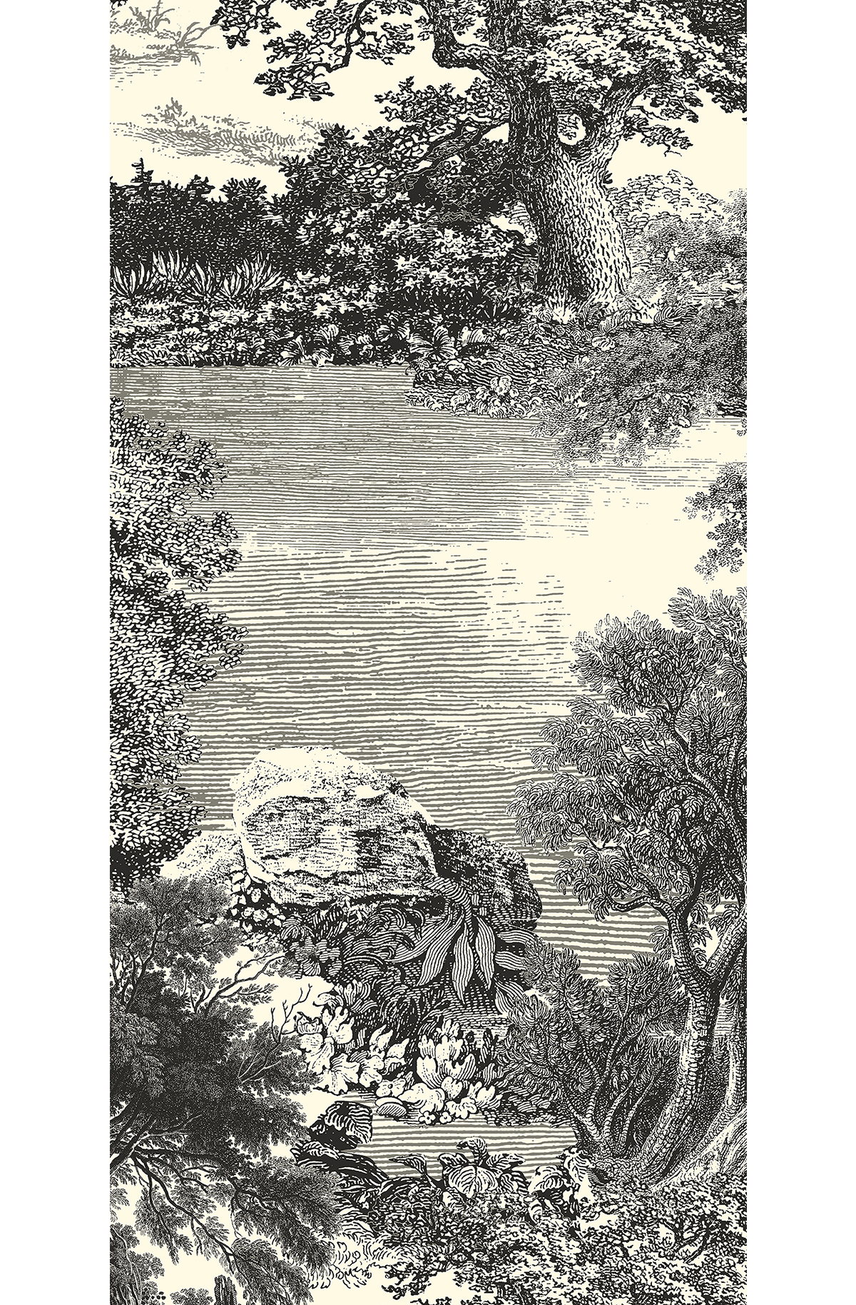 Papier peint panoramique Toile de Jouy Salcey anthracite - A H260 - Amazone de Masureel | Réf. MAS-DGSAL1011-260