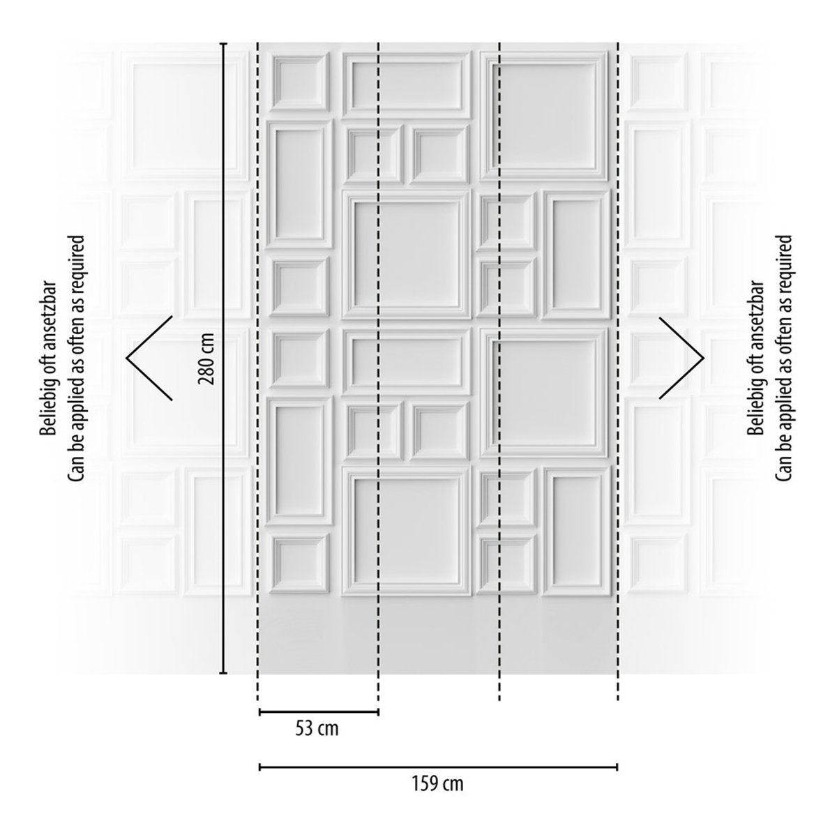 Papier peint panoramique Moulure Cadre blanc - The Wall 3 d'A.S. Création AMB3 | Réf. AS-398211