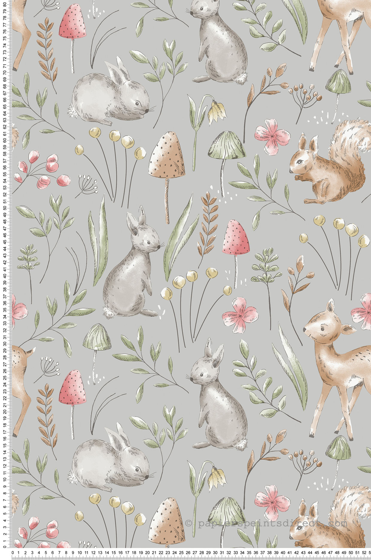Papier peint Animaux Lapin Forêt gris - Imagine de Lutèce | Réf. LTC-DL27546