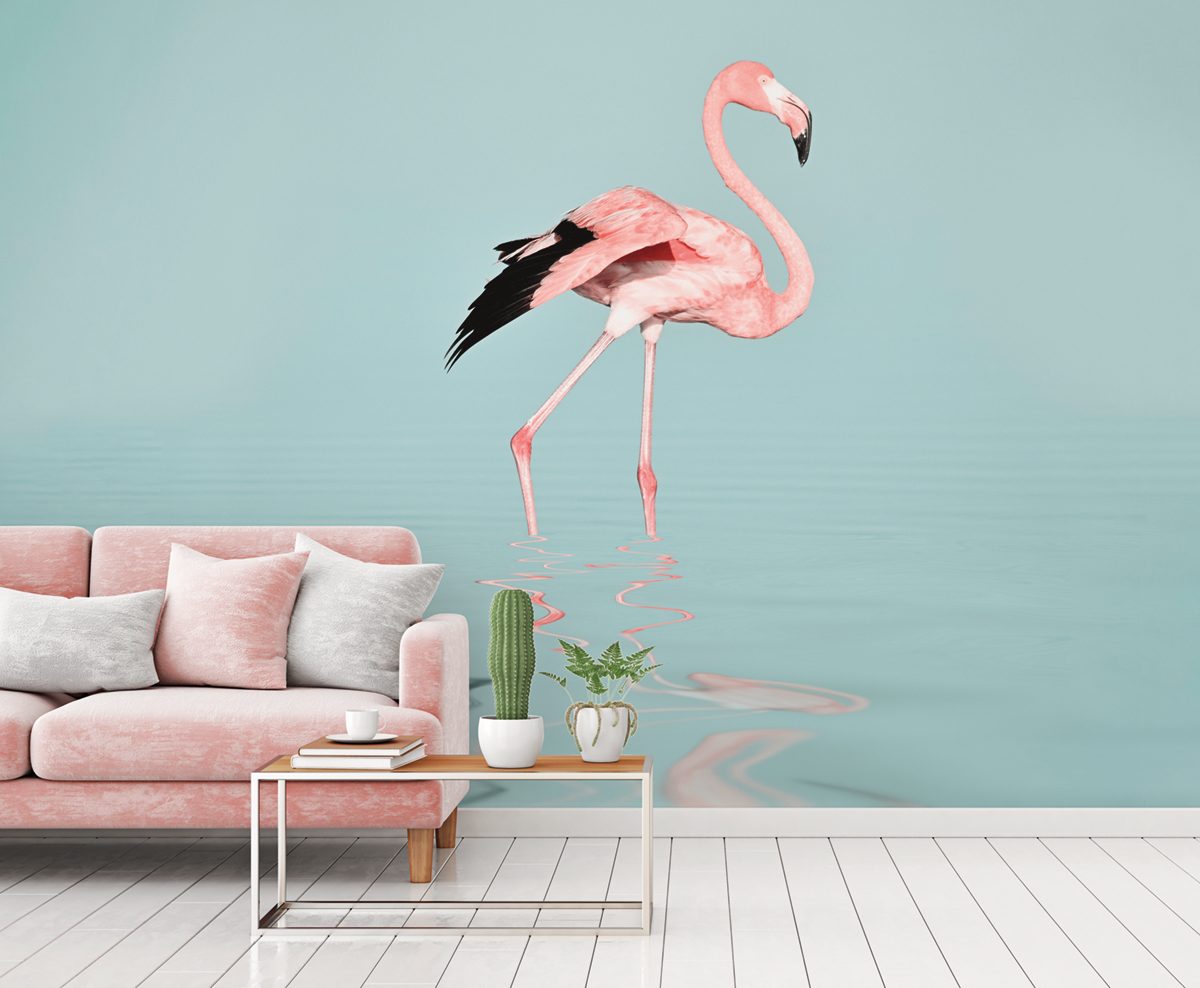 Papier peint panoramique Flamant rose Flamingo Water - Référence DD119777 - Intissé 200g/m2 - Standard 400 x 270