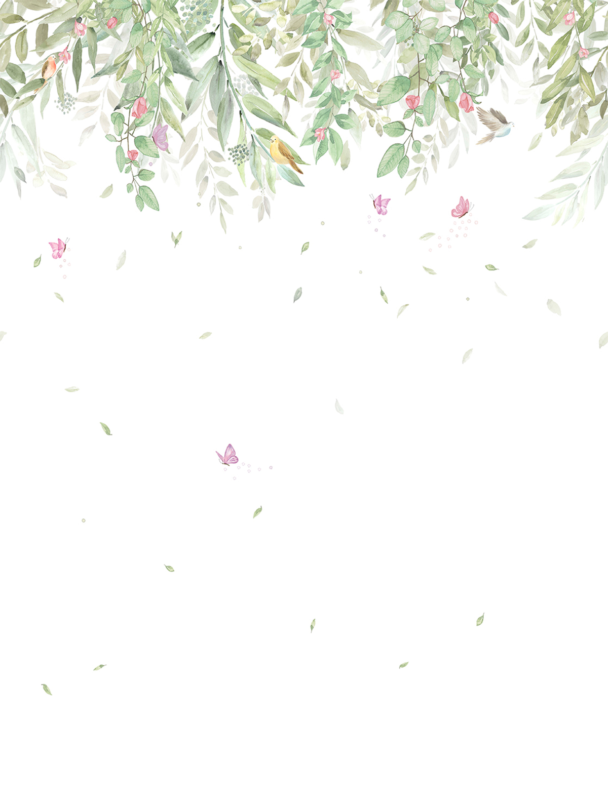 Papier peint panoramique Feuille Hanging Garden Gems vert - Farandole de Lutèce | Réf. LTC-CW6130-1