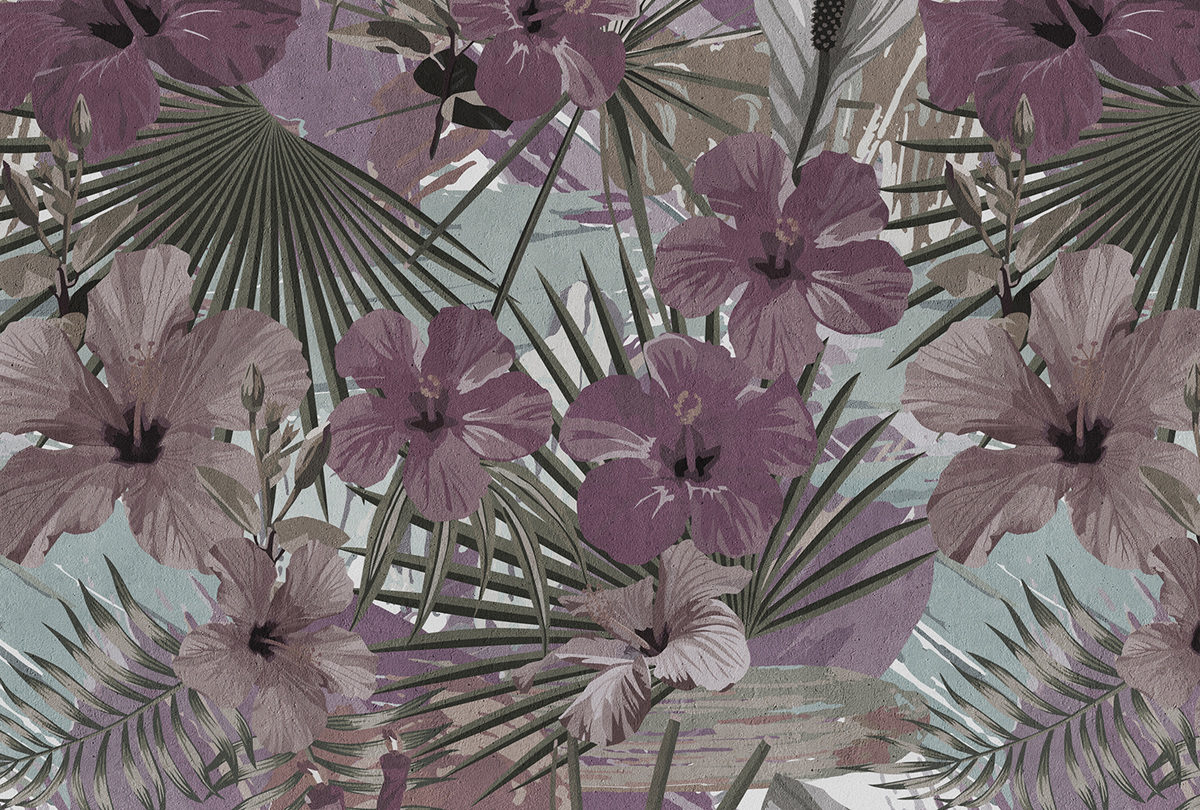 Papier peint panoramique Palme Hibiscus 2 - Référence DD111066 - Intissé 200g/m2 - Standard 400 x 270