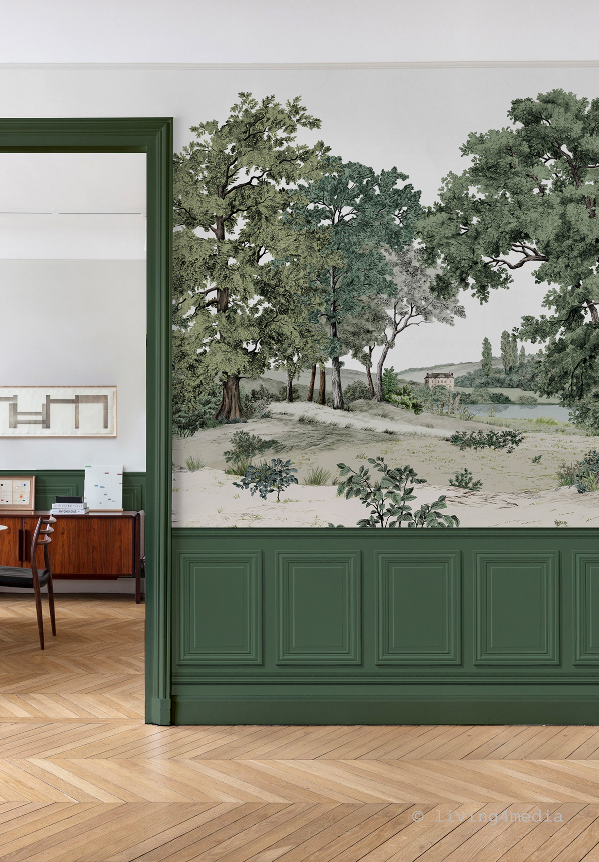 Papier peint panoramique Paysage Domaniale Noir et Blanc A - 1/2/3 AMB2 - Isidore Leroy