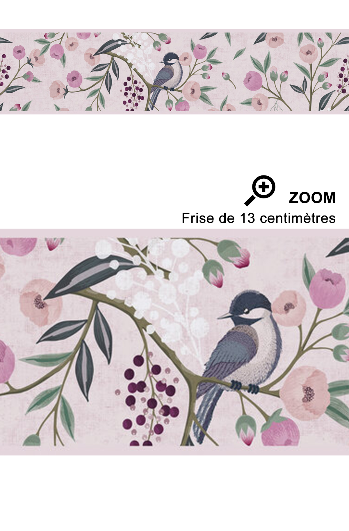 Frise enfant Fleur Oiseau violet rose - Lilly & Luis d'A.S. Création | Réf. AS-771371