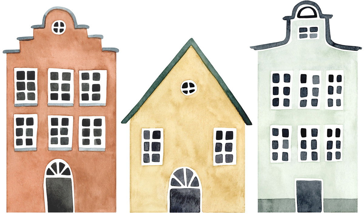 Papier peint pré-encollé Maison Little Houses multicolore - Once Upon A Time 2 de Casadéco | Réf. OUTD200908720