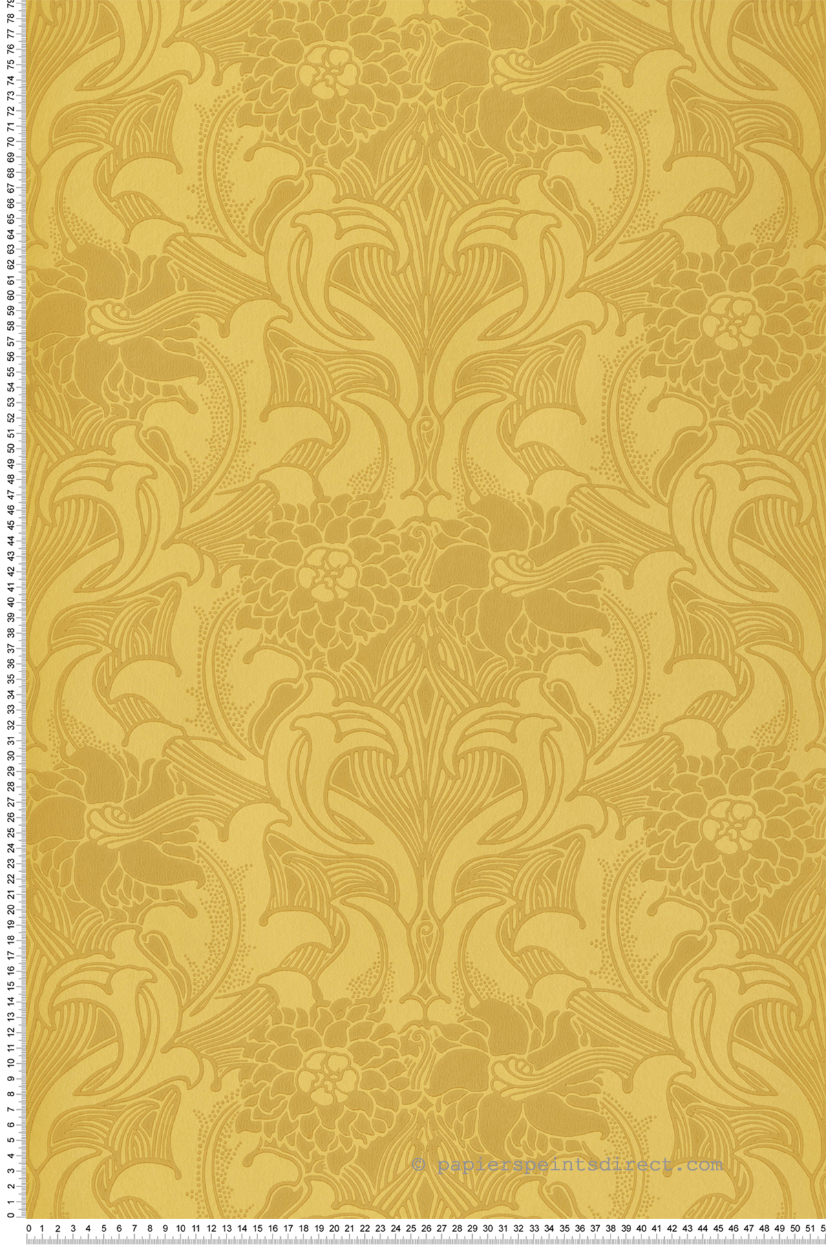 Papier peint Médaillon Dahlia Scroll Giallo - National Trust Papers 3 de Little Greene | Réf. 0263DAGIALL