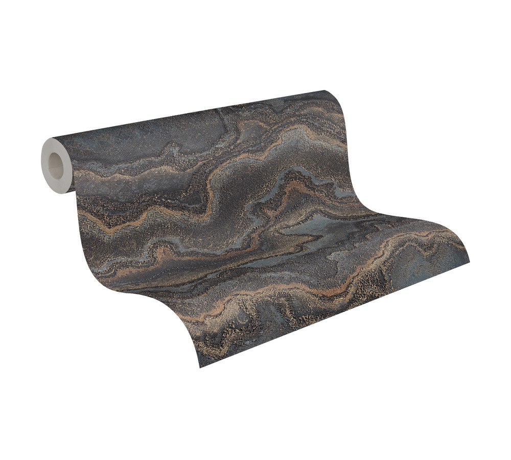 Papier peint Pierre Précieuse Métallisé noir doré - Stories of Life d'A.S. Création AMB4 | Réf. AS-396594