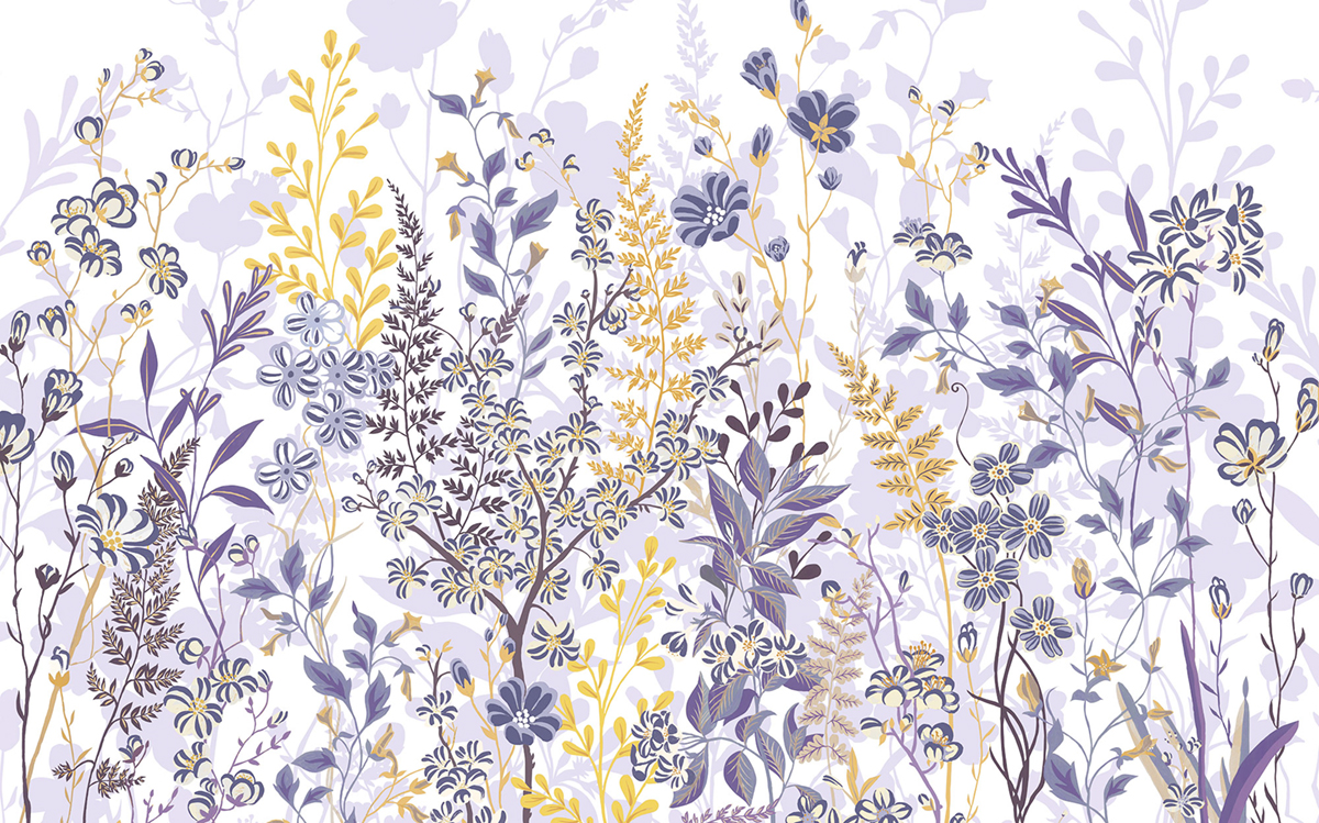 Papier peint panoramique Fleur Stylisée Bloomique - Papier peint Komar Pure 2