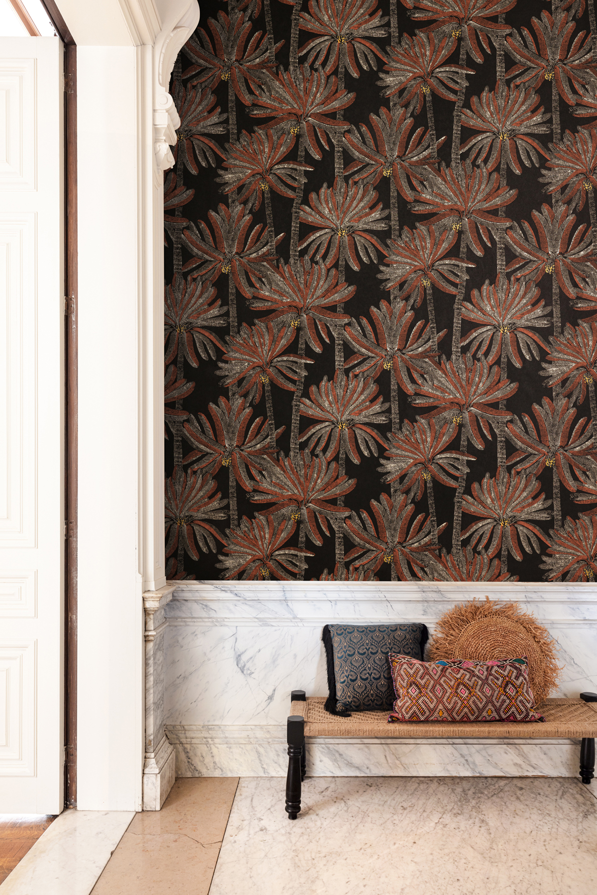 Papier peint Palmier Palmary terracotta nacré - Havana de Masureel | Réf. MAS-HAV601