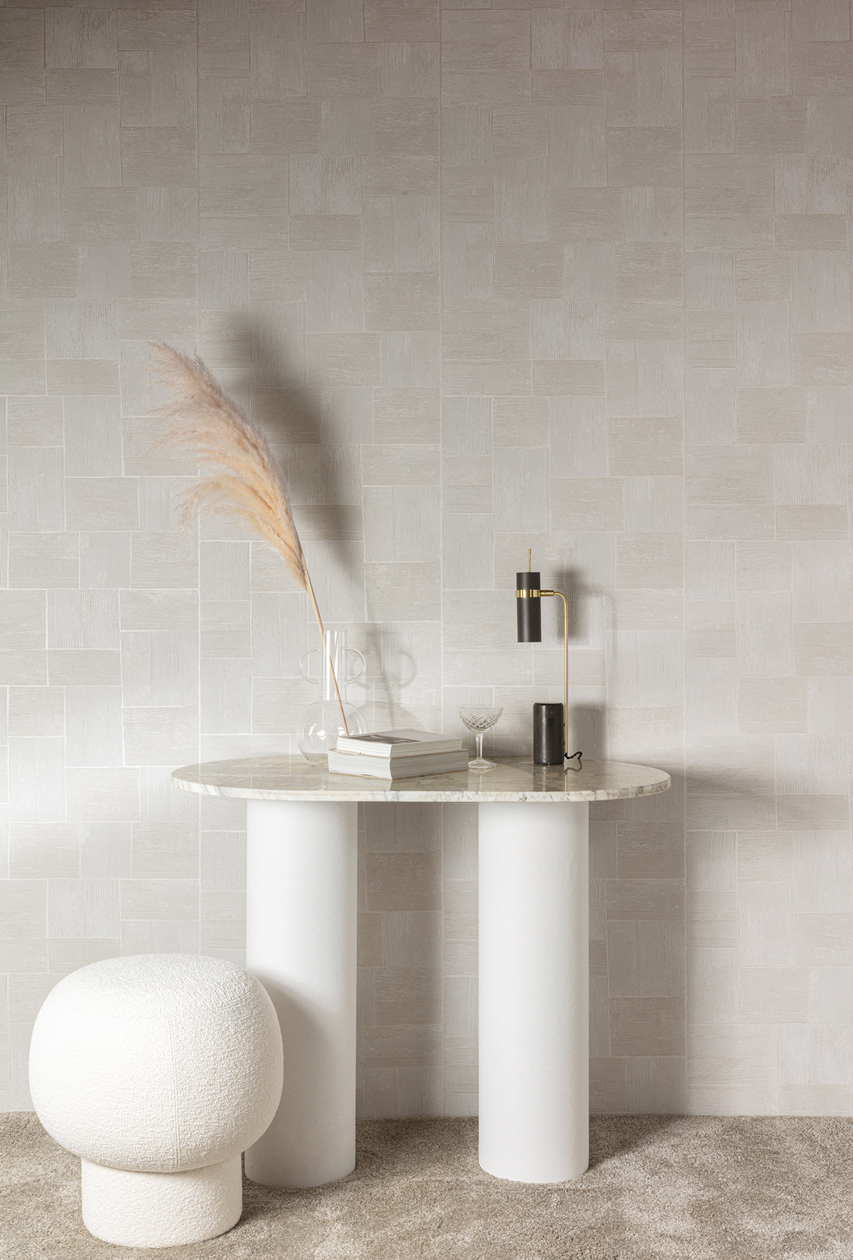 Papier peint Carreaux Giraldo argenté - The Texture Book de Masureel | Réf. MAS-SPI303