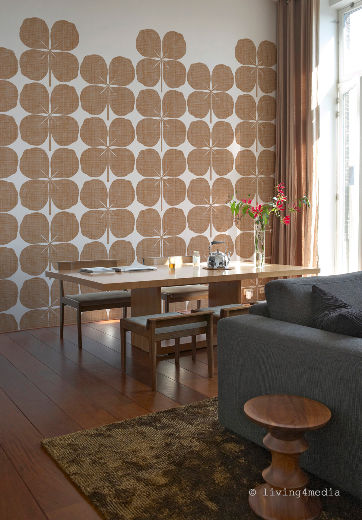 Papier peint panoramique Trèfle à 4 Feuilles Bonheur Teck A+B - 1/2/3/4/5/6 - Isidore Leroy