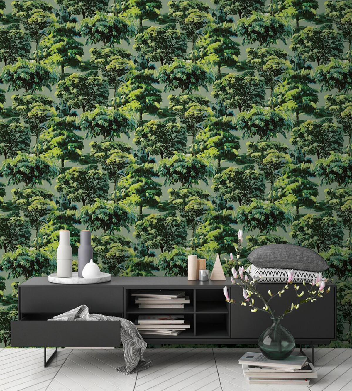 Papier peint Arbres Peinture vert - Pintwalls 3 d'A.S. Création AMB2 | Réf. AS-791877