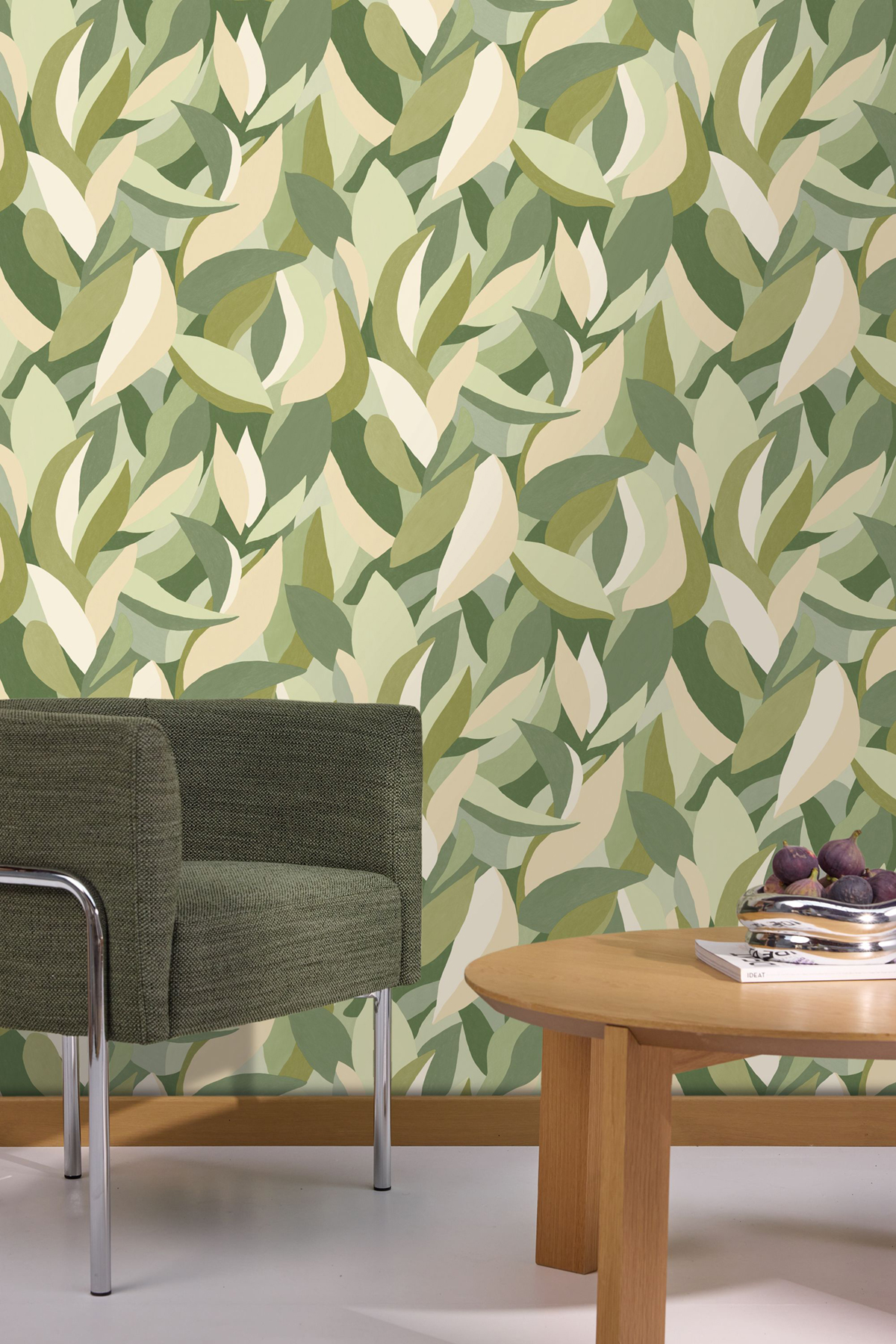 Papier peint Feuillage Graphique Ephyra vert - Elea de Casélio | Réf. ELEA107357079