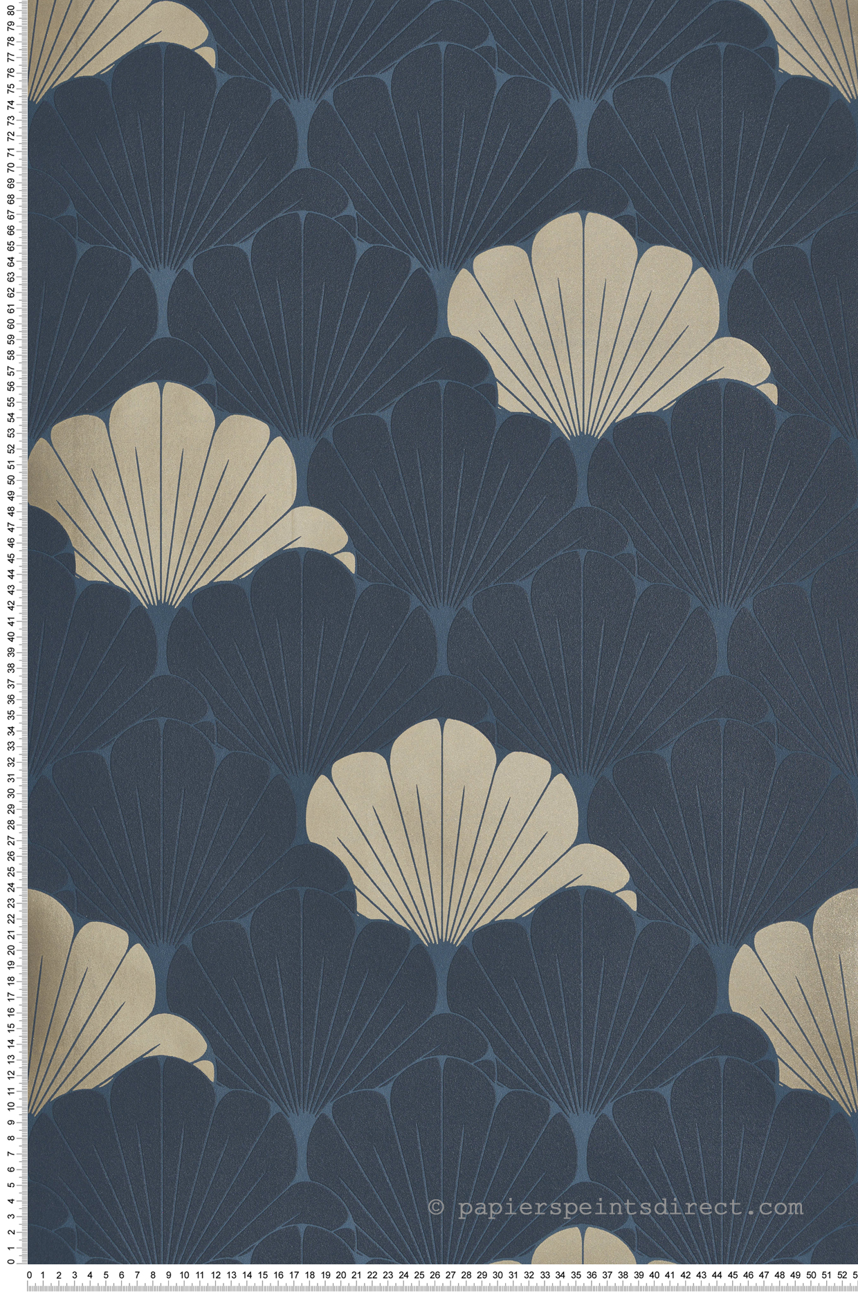 Papier Peint Ginkgo Art Déco bleu doré - Elégance d'Ugépa | Réf. UGP-M64001