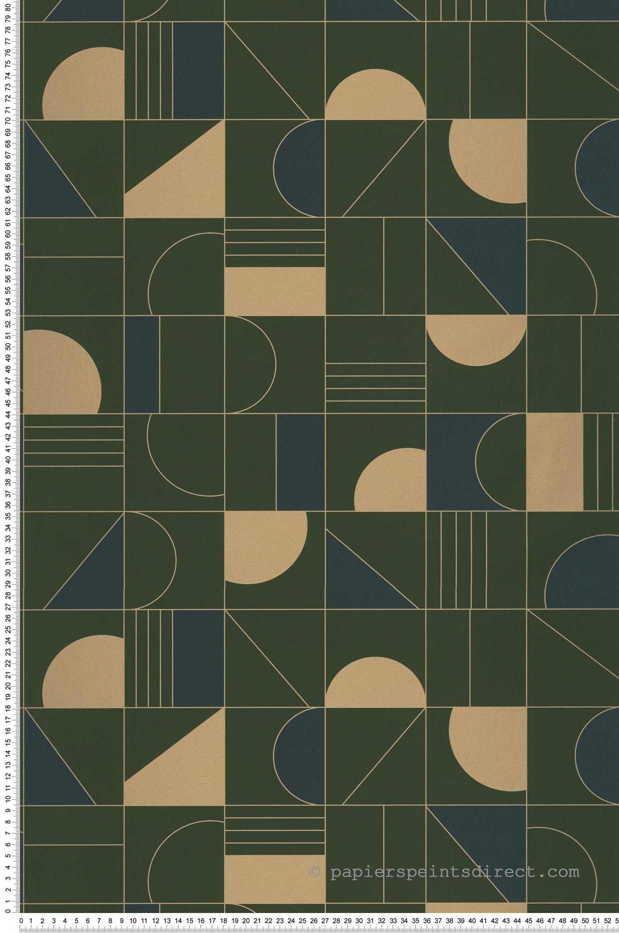 Papier peint Géométrique Puzzle vert kaki - Labyrinth de Casélio | Réf. LBY102106179