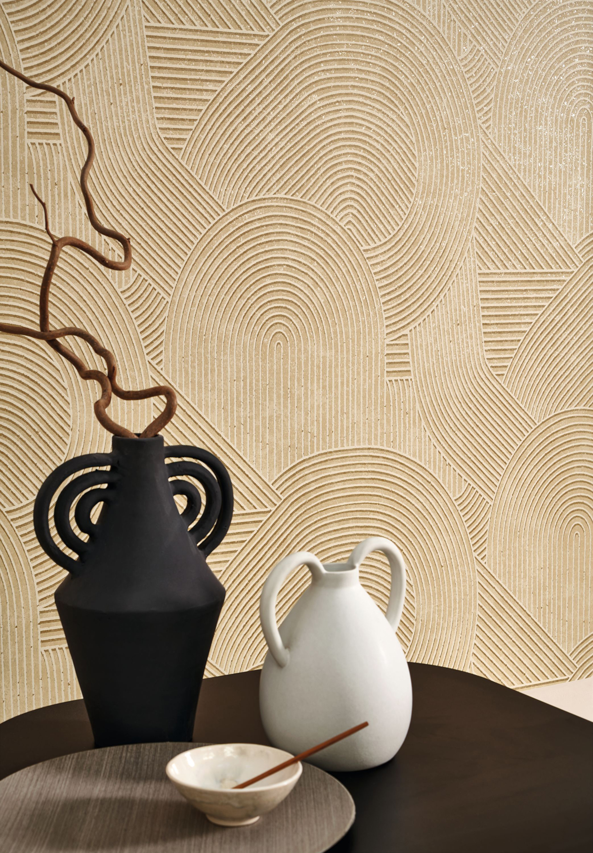 Papier peint Jardin des Pierres sable - Kyoto de Casadéco AMB3 | Réf. KYTO88751850