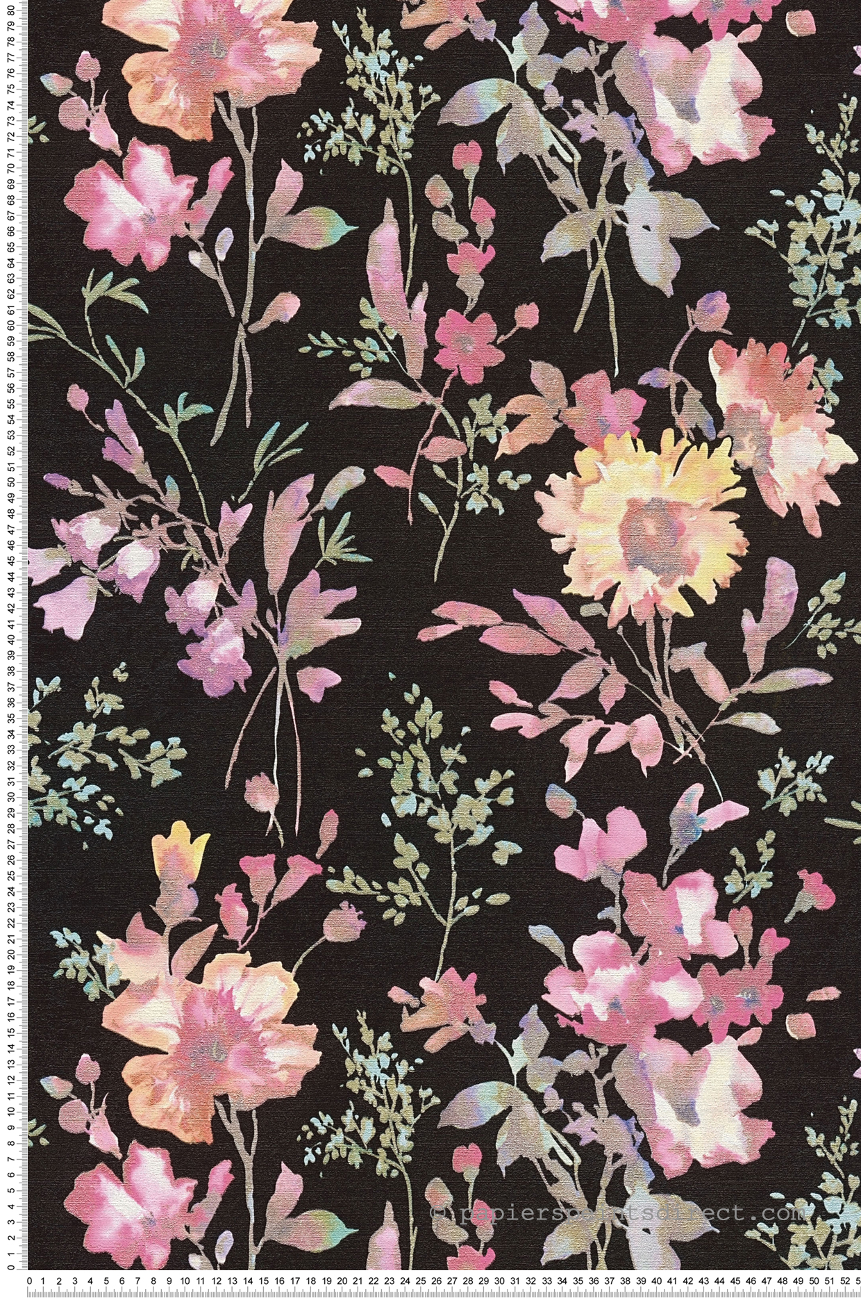 Papier peint Fleur Pétale Poetry noir rose métallisé - Cosmoliving d'A.S. Création | Réf. AS-790612