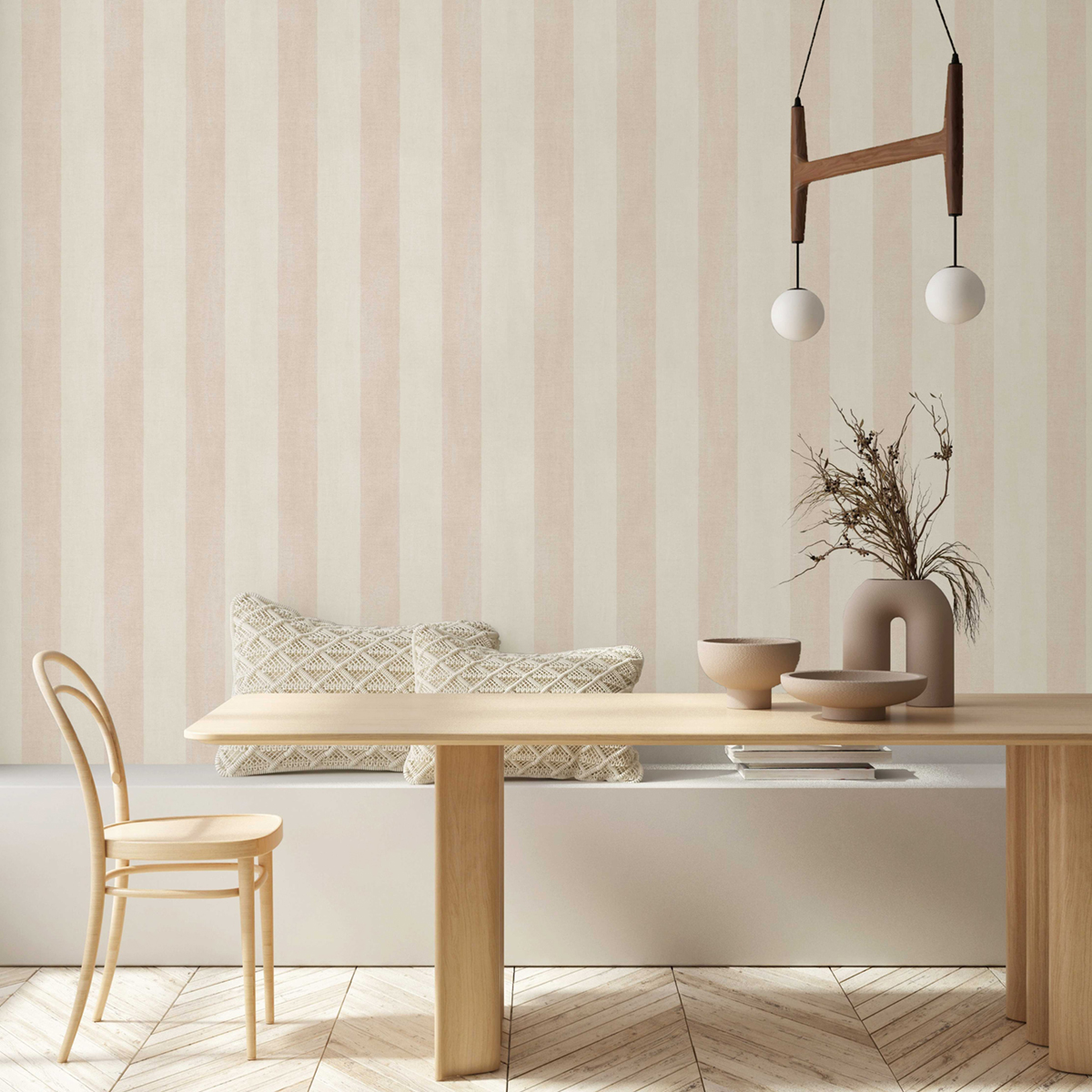 Papier peint Rayures Effet Lin rosé - Poésie de Lutèce | Réf. LTC-51254003