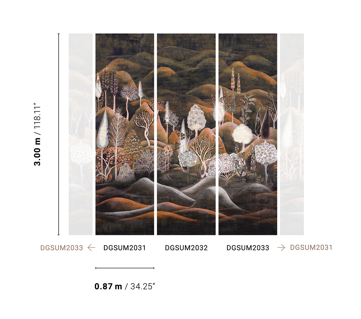 Papier peint panoramique Paysage Munnar brun - A H300 - Summer de Masureel AMBR | Réf. MAS-DGSUM2031