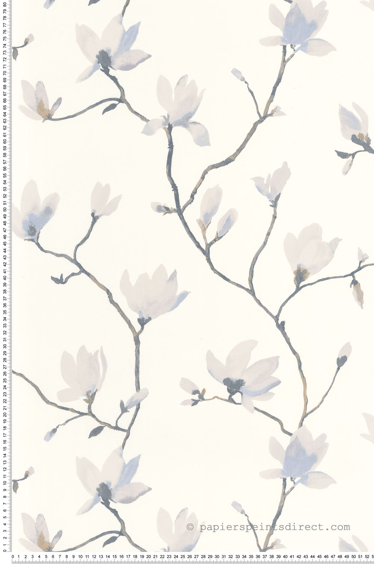 Papier peint Fleurs Suzhou gris bleuté - Gardens de Casadéco | Réf. GADN82369154