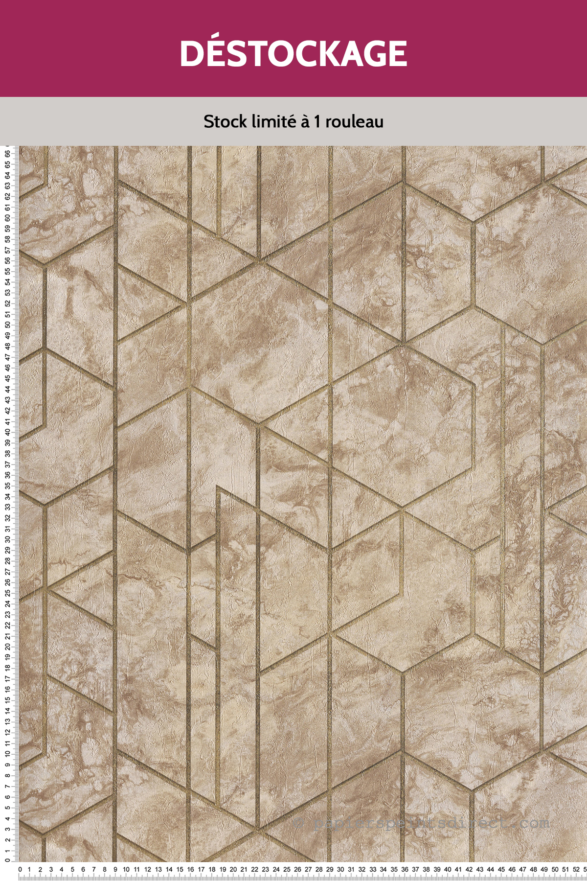 Papier peint Destockage - Géométrie Marbrure Métallisé Beige - Authentic