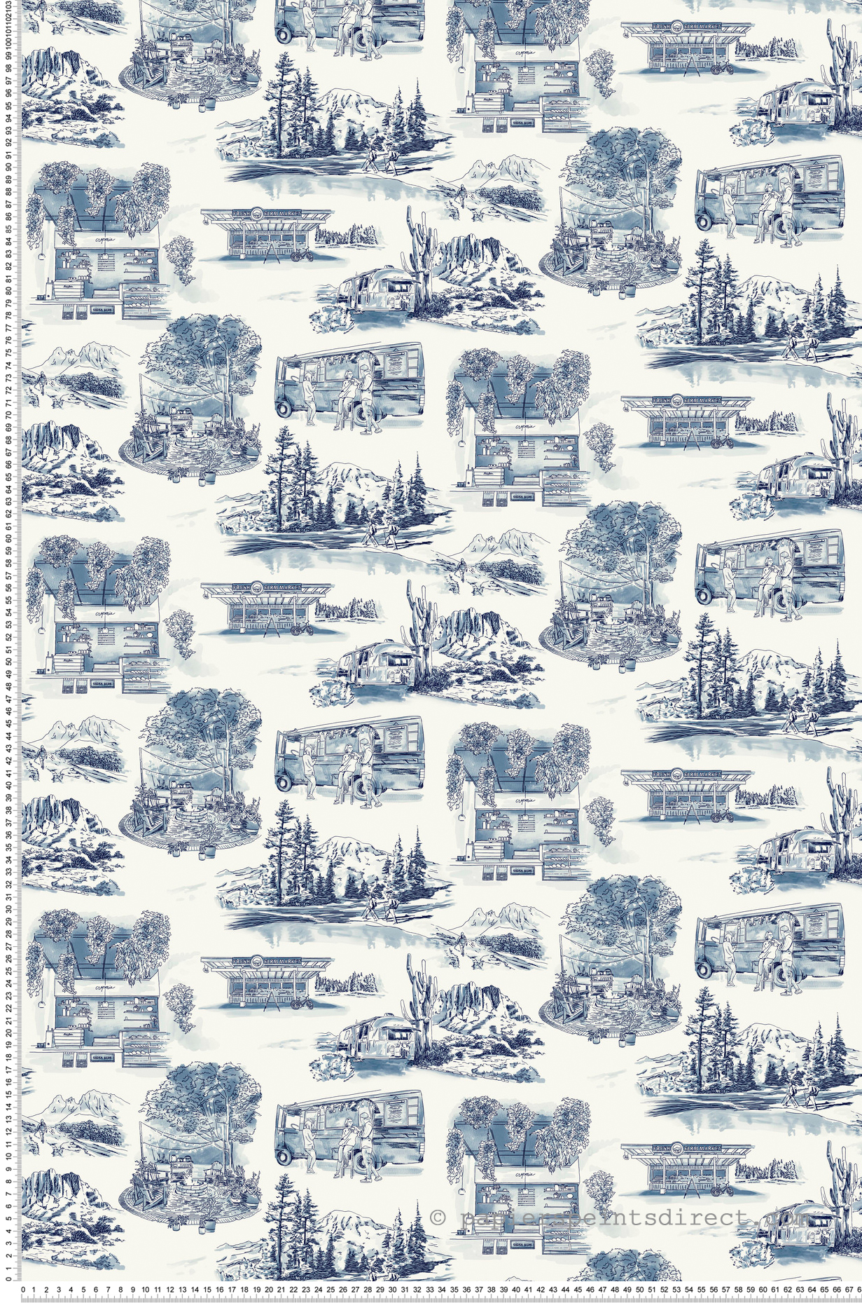 Papier peint Scène de Vie Moderne Vista bleu encre - Toiles de York (Initiales) | Réf. INI-RT7862