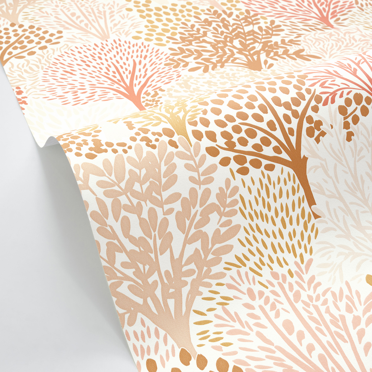 Papier peint Forêt Arbre Alice rose terracotta - Let's Go Girls! de Casélio AMB3 | Réf. LGG104400463