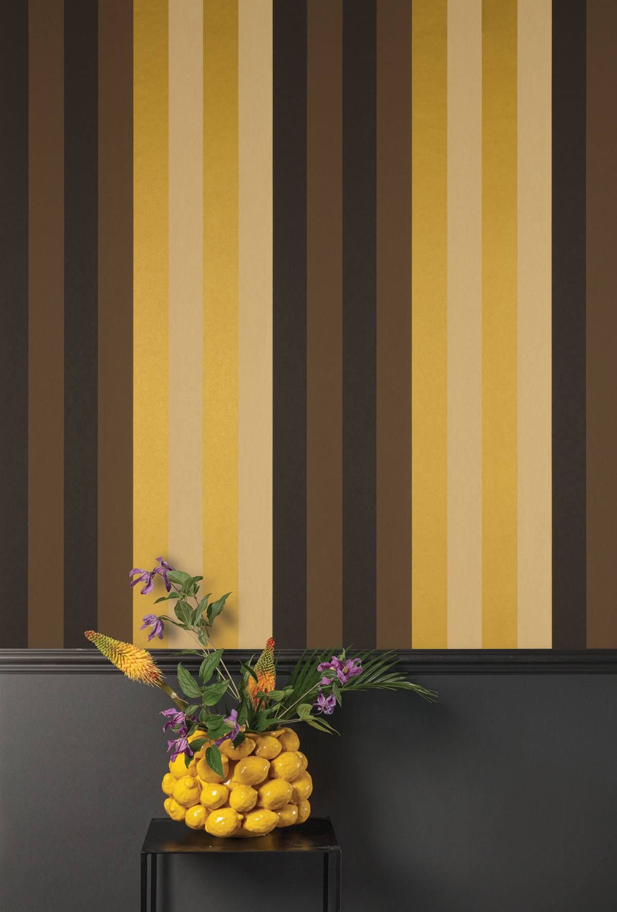 Papier peint Rayure Irisée Infinitus marron doré - Romance de Masureel | Réf. MAS-ROM502