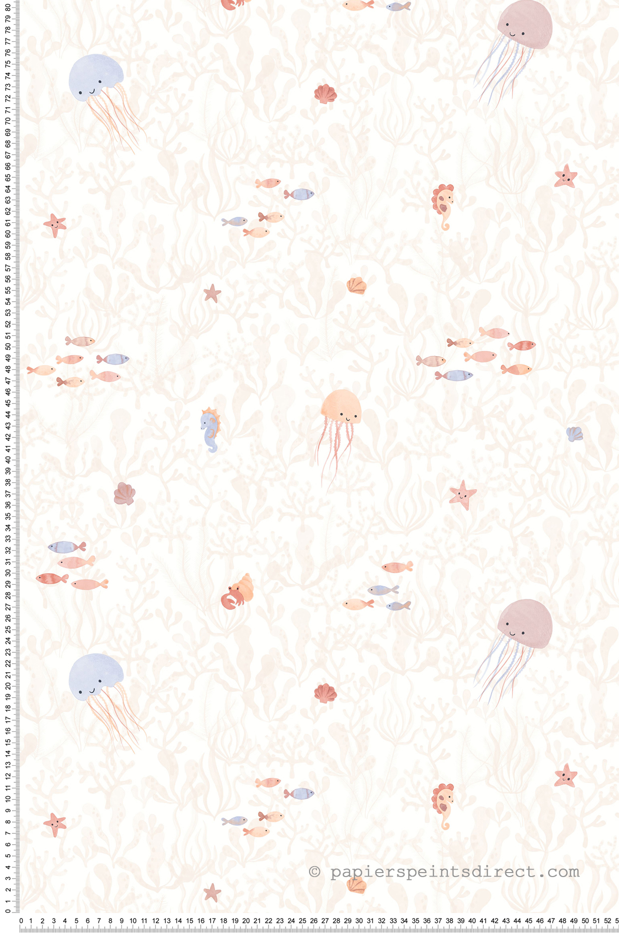 Papier peint Poisson Companions of the Sea rose blush - Once Upon A Time 2 de Casadéco | Réf. OUTD200814323