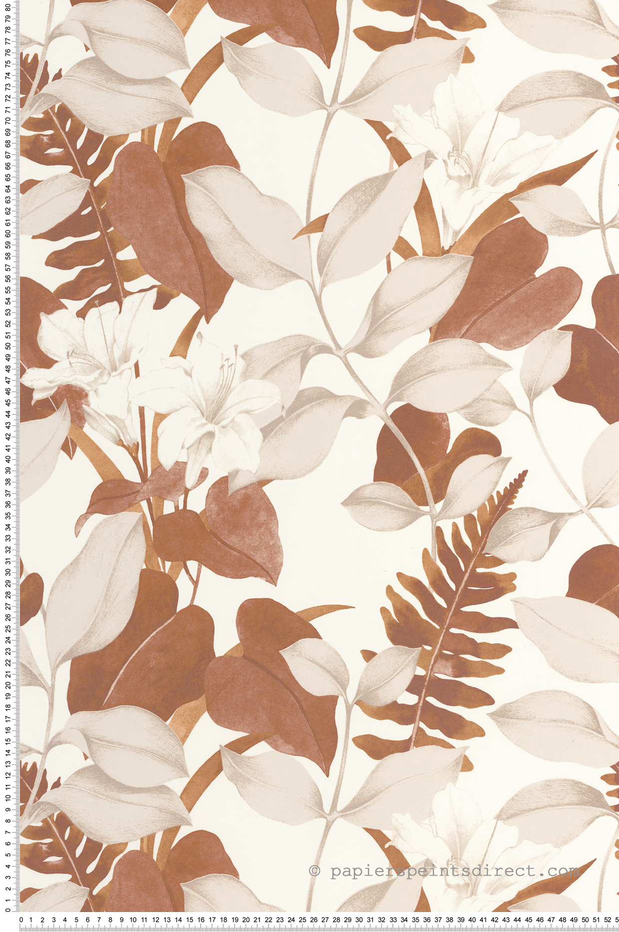 Papier peint Lys Feuille Royal Lily terre de sienne métallisé - Soliflore de Casadéco | Réf. SOLI200263443