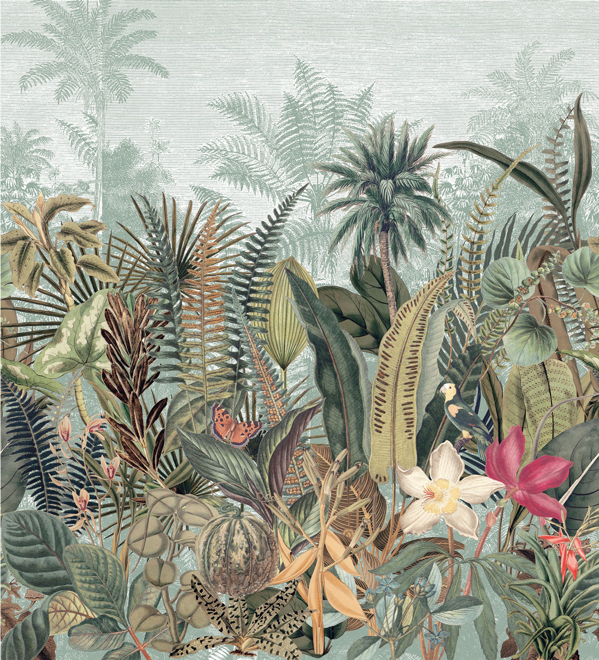 Papier peint Panoramique Jungle Daintree céladon kaki - Panoramas 2 de Casamance | Réf. CAS-75662138