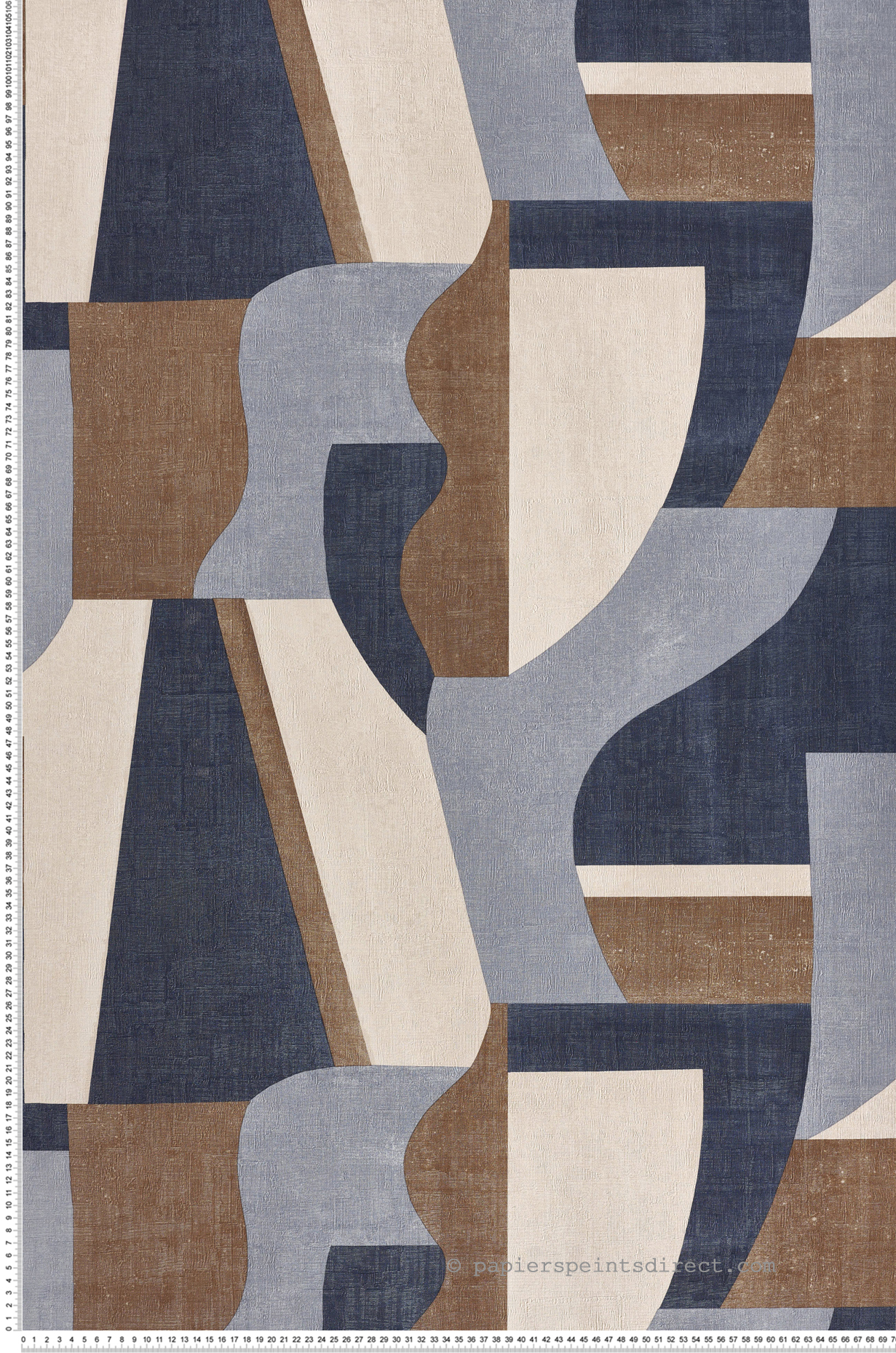 Papier peint Graphique Gino bleu marron - Mouvements de Casamance | Réf. CAS-76002038