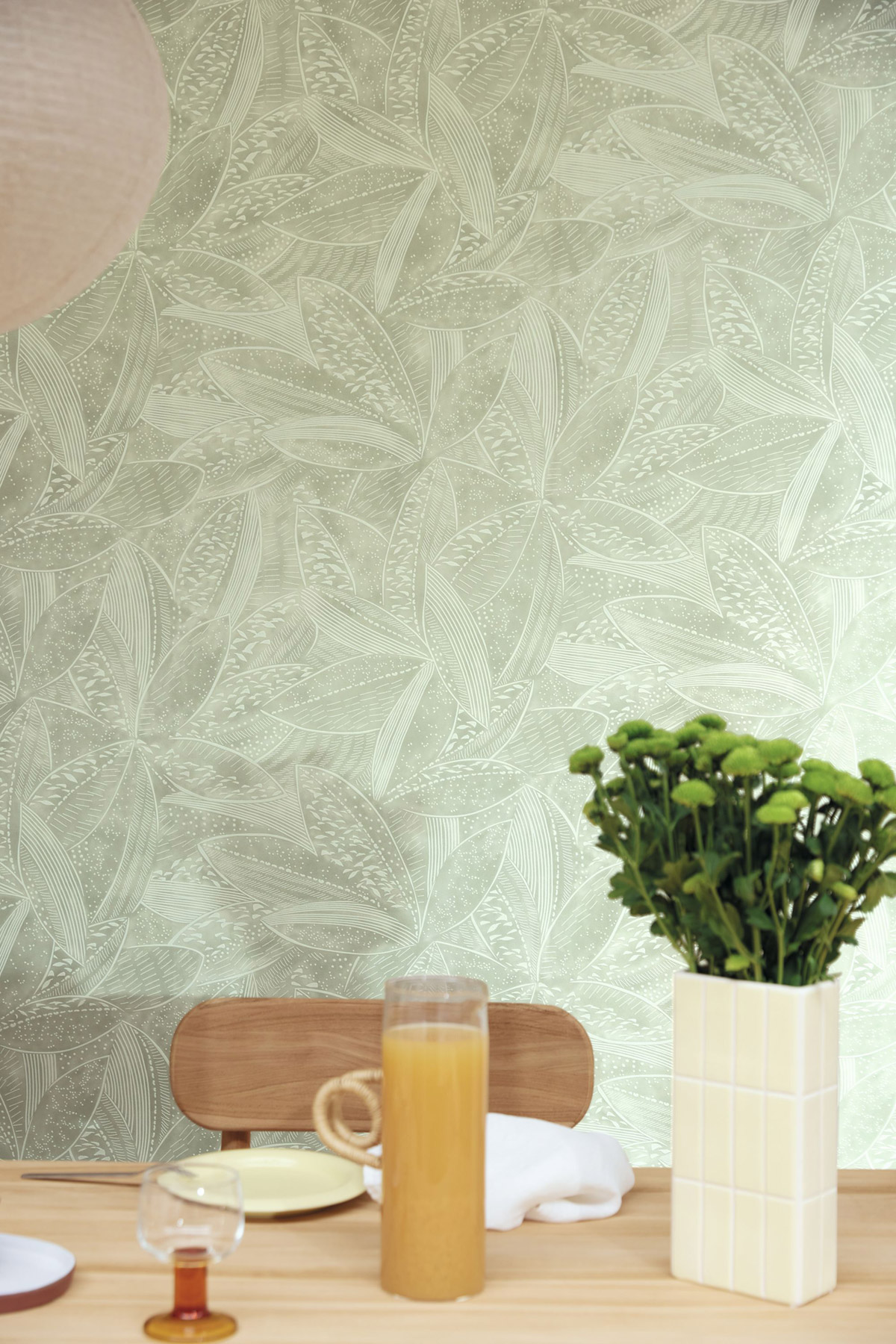 Papier peint Feuille Natura vert sauge - Origine de Casélio | Réf. OGN106047070