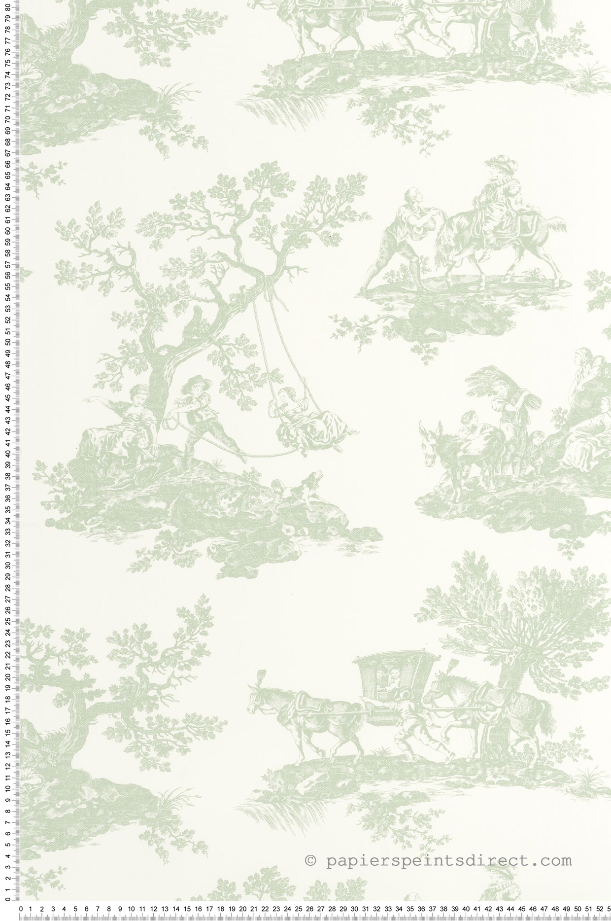 Papier peint Classique Cadence vert amande - Les Belles Toiles De Jouy 2 de Casadéco | Réf. BTJD201697117